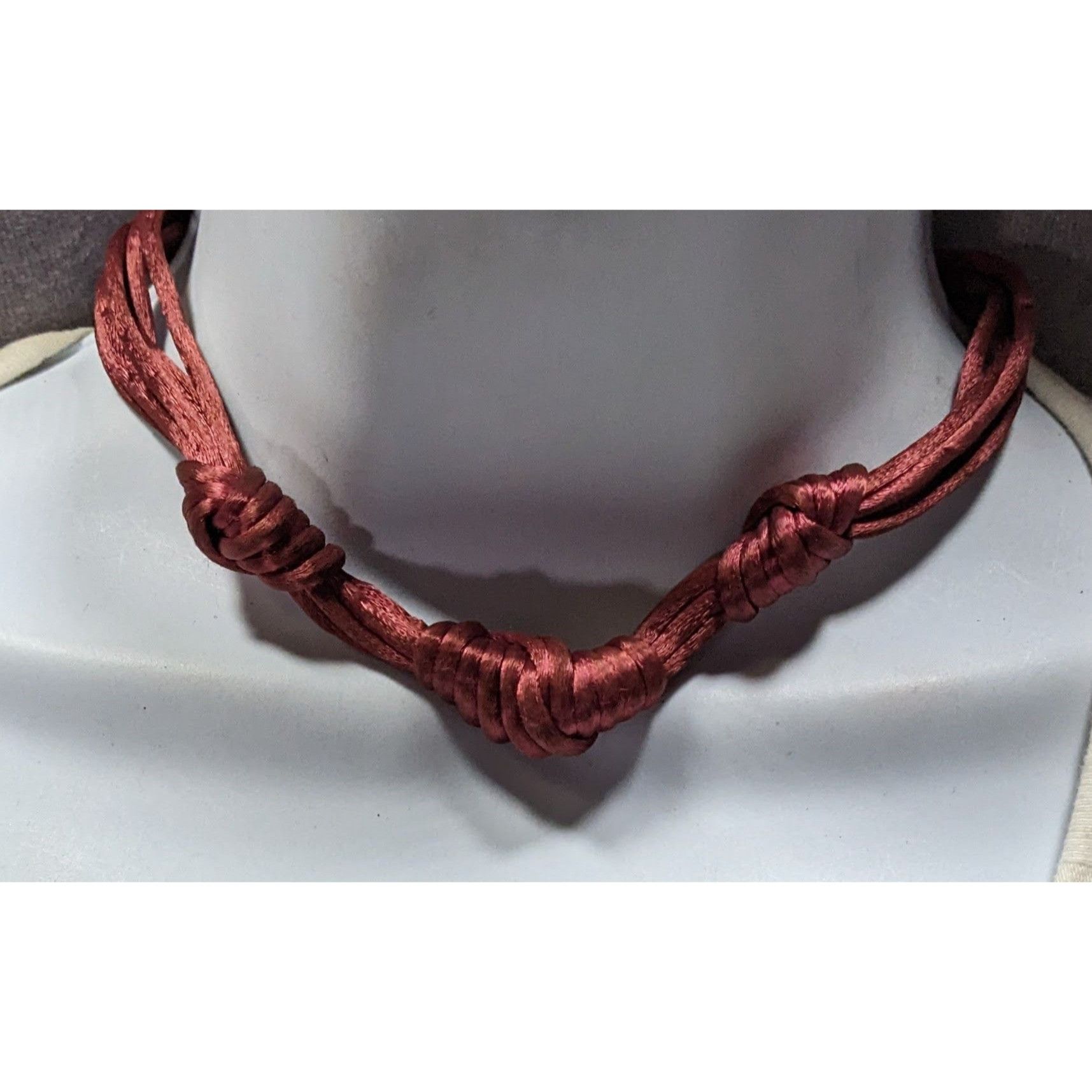 Handmade Knotted Satin Rope Necklace In Ruby Red With Gold-Tone Clasp Size ONE SIZE - 2 Thumbnail