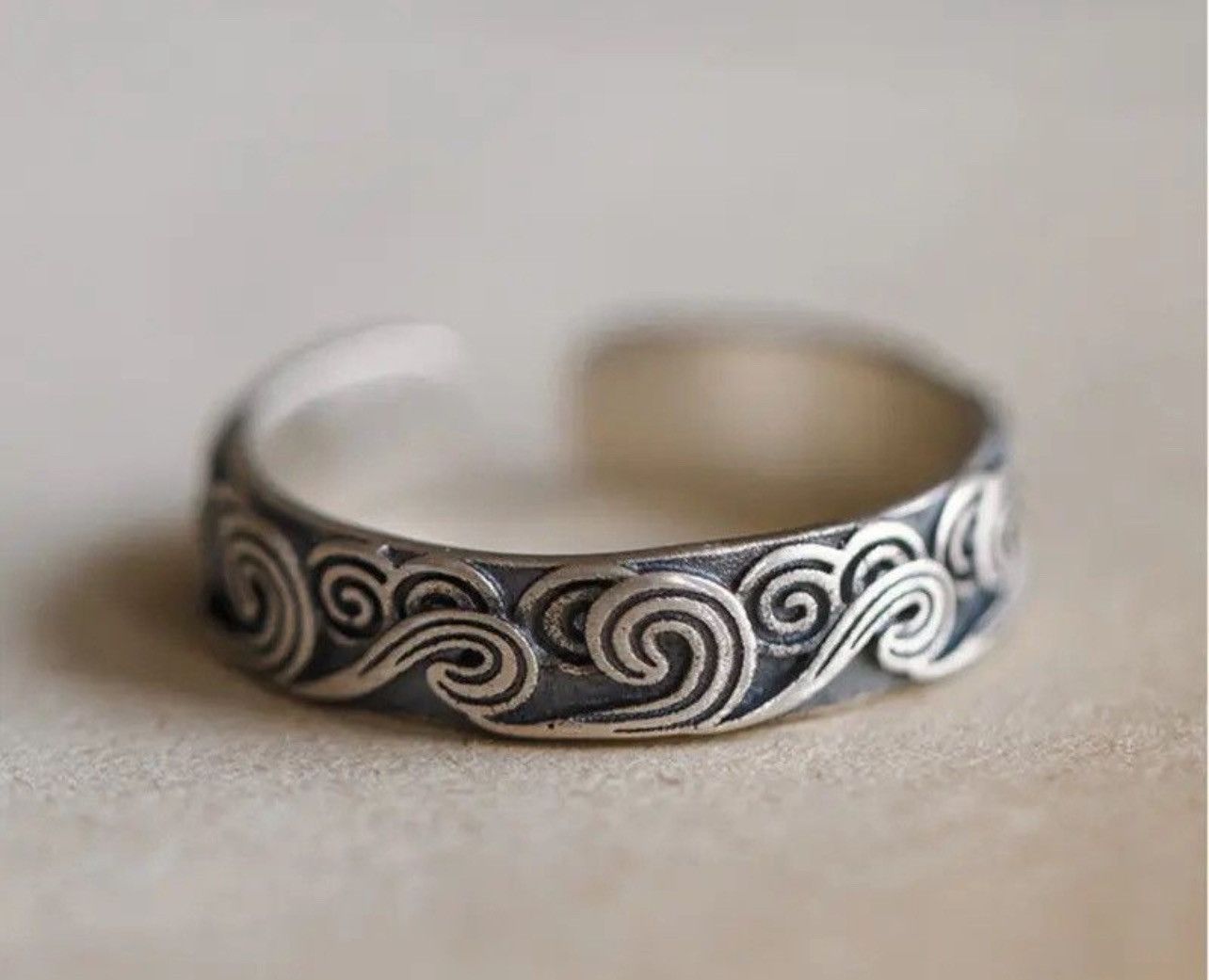 Jewelry × Vintage Retro Auspicious Wave Cloud Rings Size ONE SIZE - 3 Thumbnail