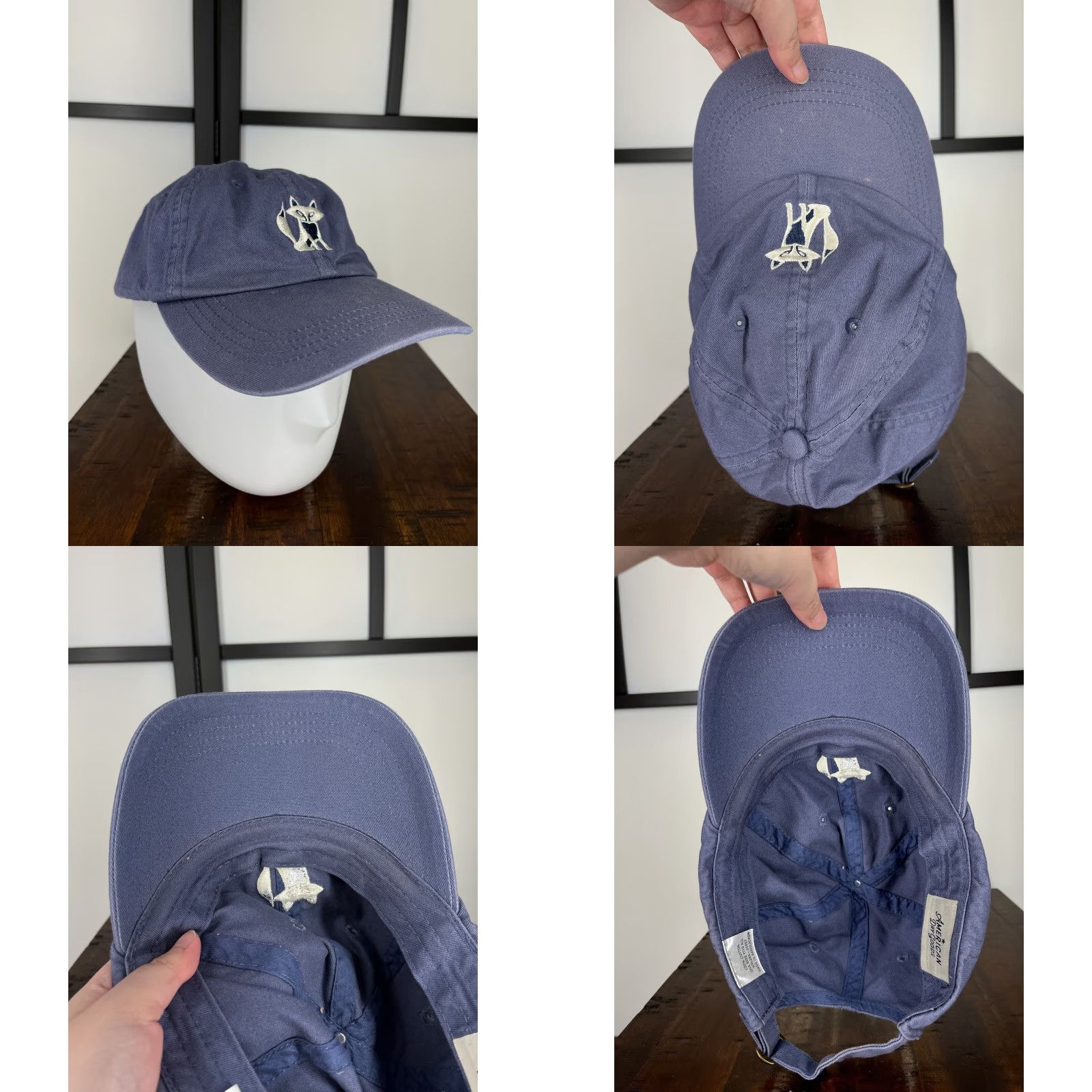 Good American American Dry Goods Hat Adult One Size Blue Cotton Twill Snapback Fox Strap Back Solid Outdoor Size ONE SIZE - 8 Thumbnail