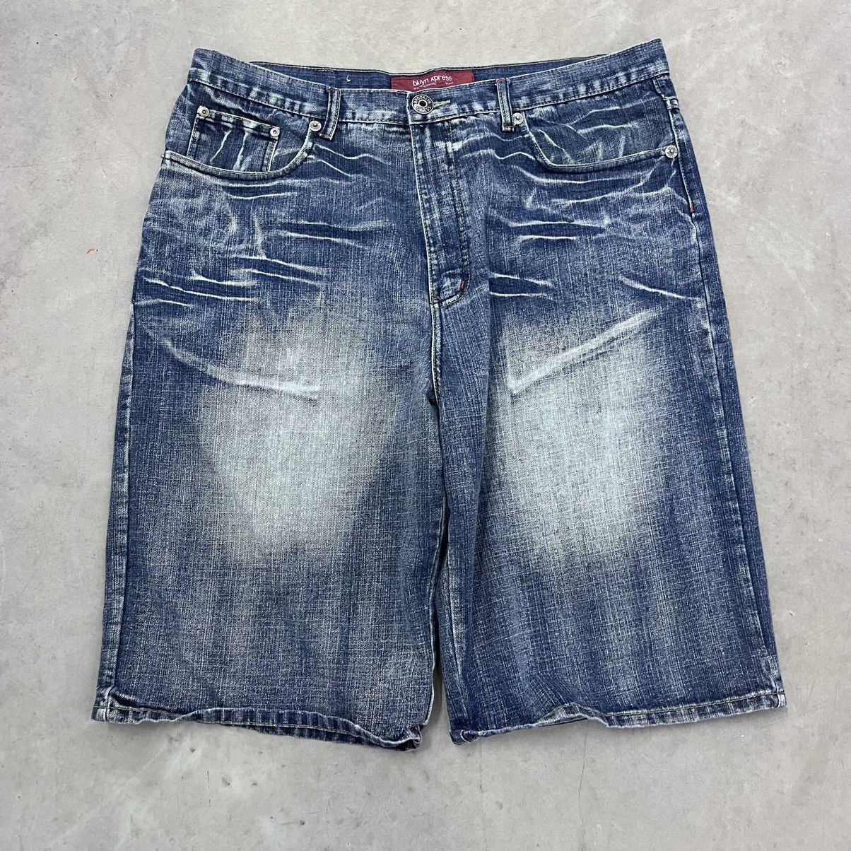 Akademiks × Southpole CRAZY Y2K Baggy Brooklyn Express Jorts 38" Waist Denim Jeans Size US 40 / EU 56 - 2 Thumbnail