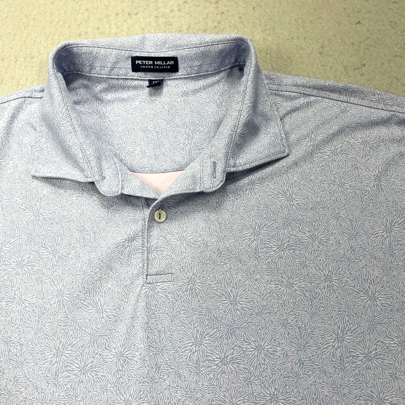 Peter Millar Peter Millar Polo Shirt Mens 2XL Blue Floral Crown Crafted Golf No Course Logo Polo Shirts Men 2XL Blue Floral Crown Crafted Golf Men Size US XXL / EU 58 / 5 - 2 Thumbnail
