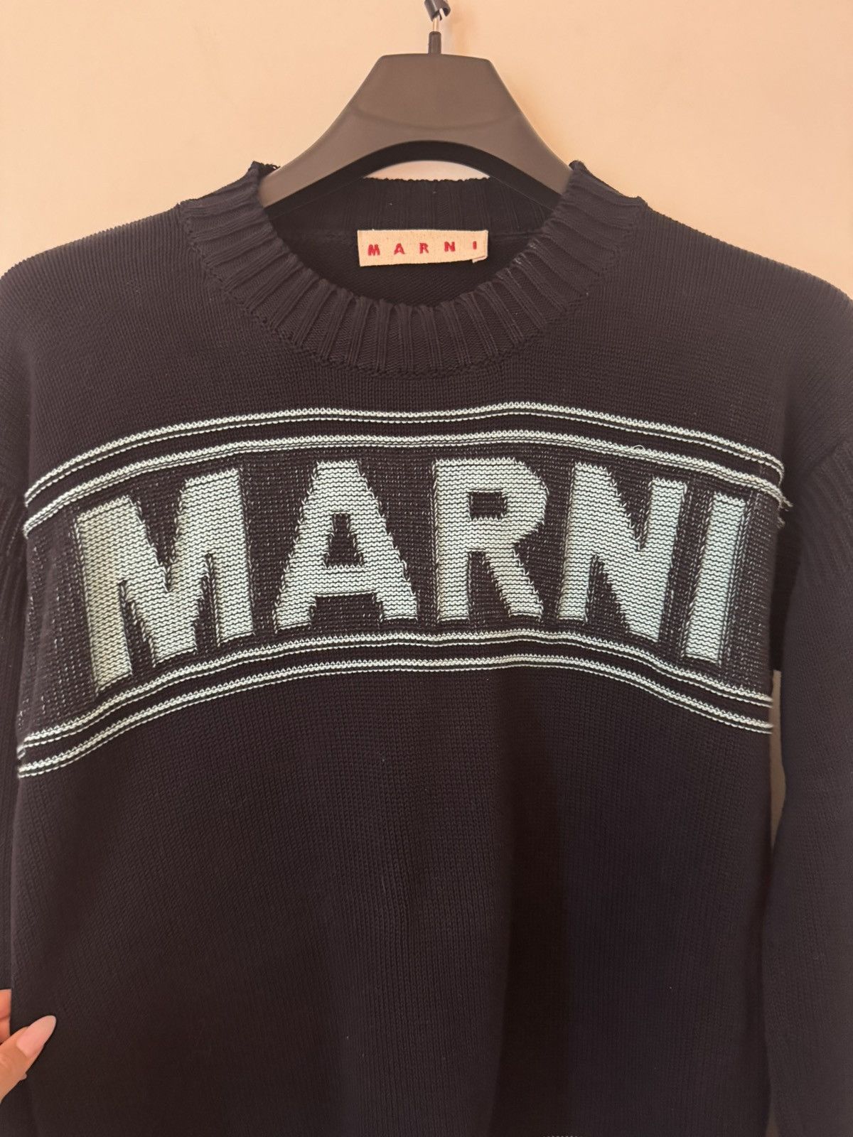 Marni Marni Navy Blue Logo Knit Sweater (L) Size US L / EU 52-54 / 3 - 3 Thumbnail