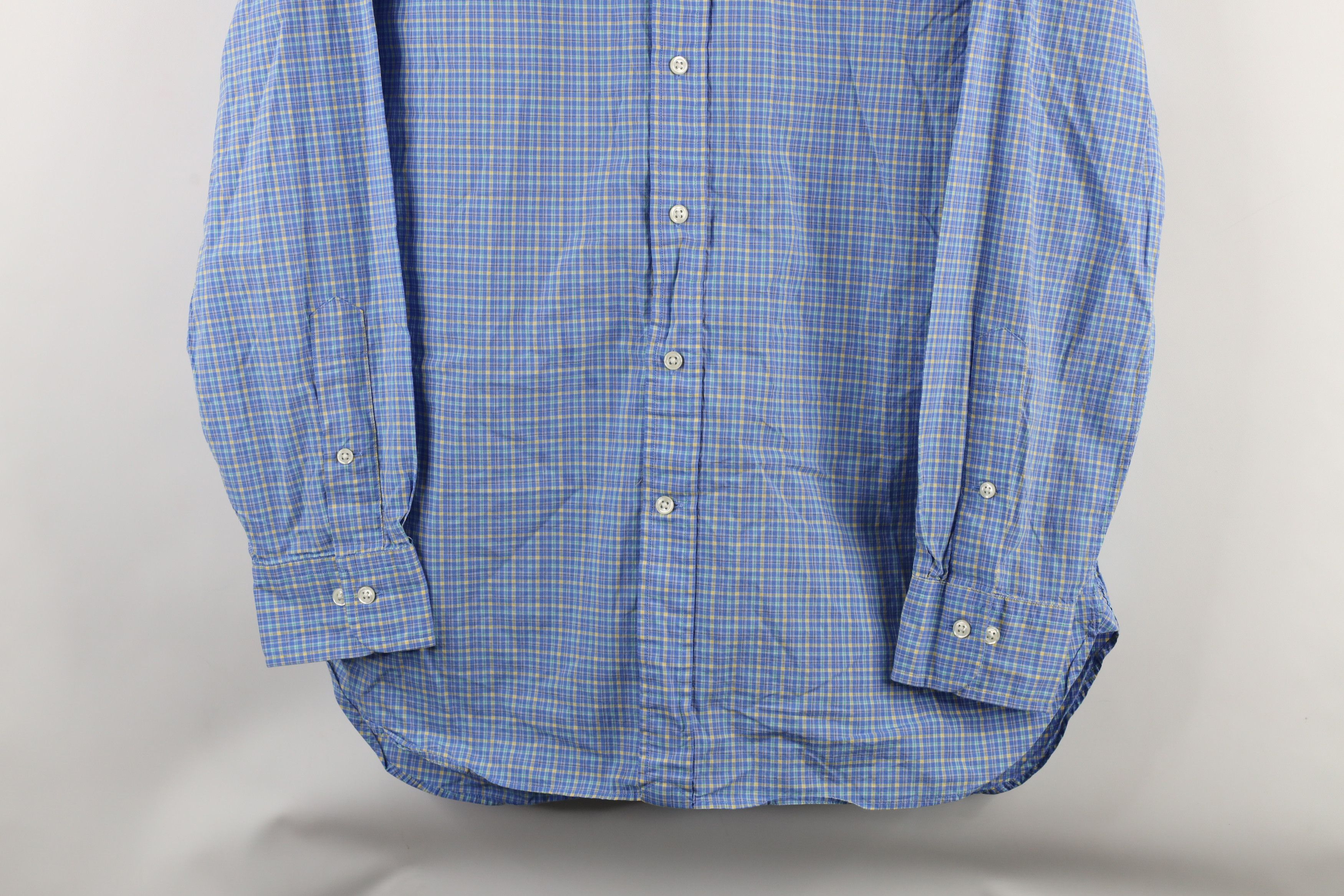 Ralph Lauren × Vintage Ralph Lauren Button Down Dress Shirt Blue Plaid Cotton Size US M / EU 48-50 / 2 - 3 Thumbnail