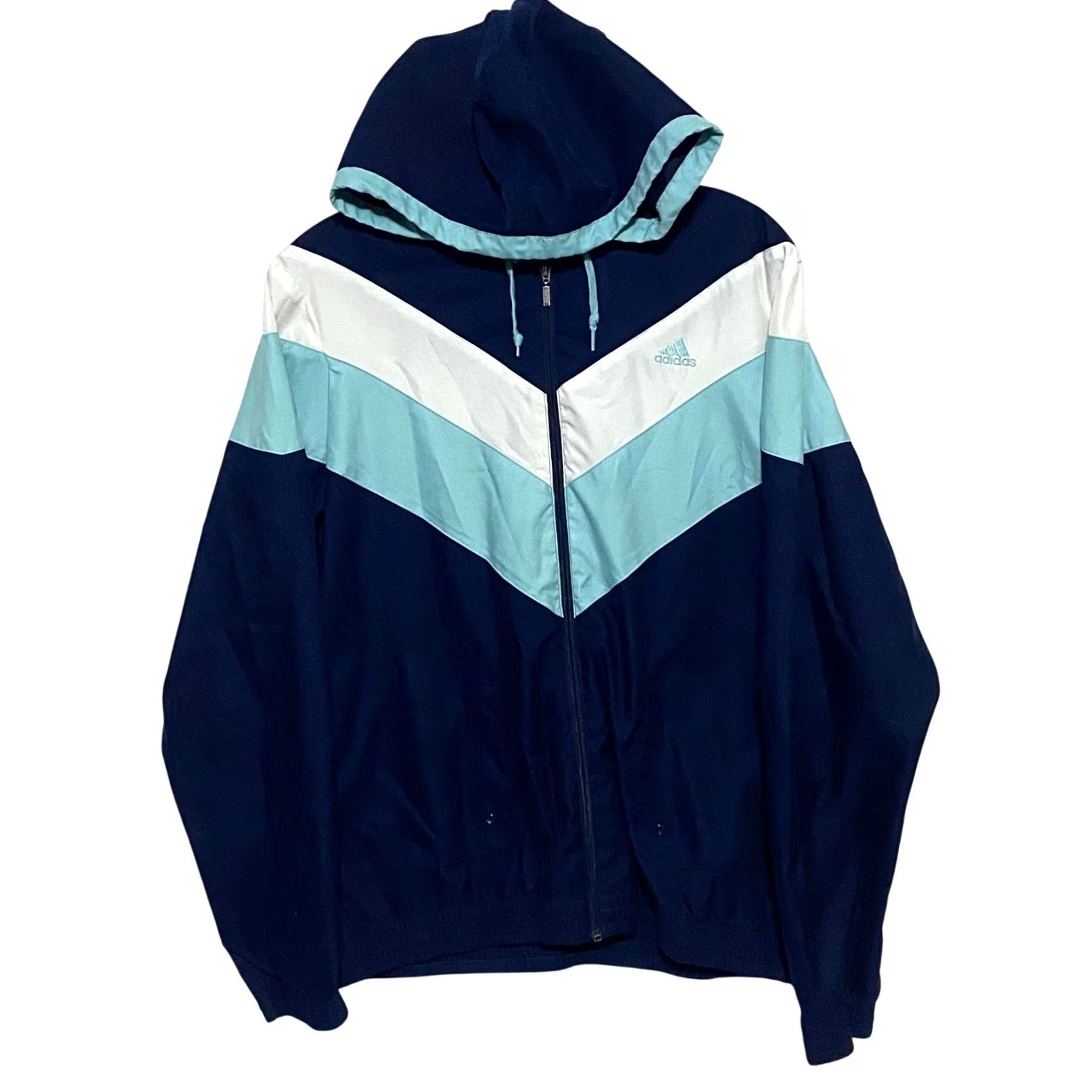 Adidas Adidas Windbreaker Jacket Womens L Zip Chevron Hooded Athleisure Sporty Comfort Jacket Size L / US 10 / IT 46 - 2 Thumbnail