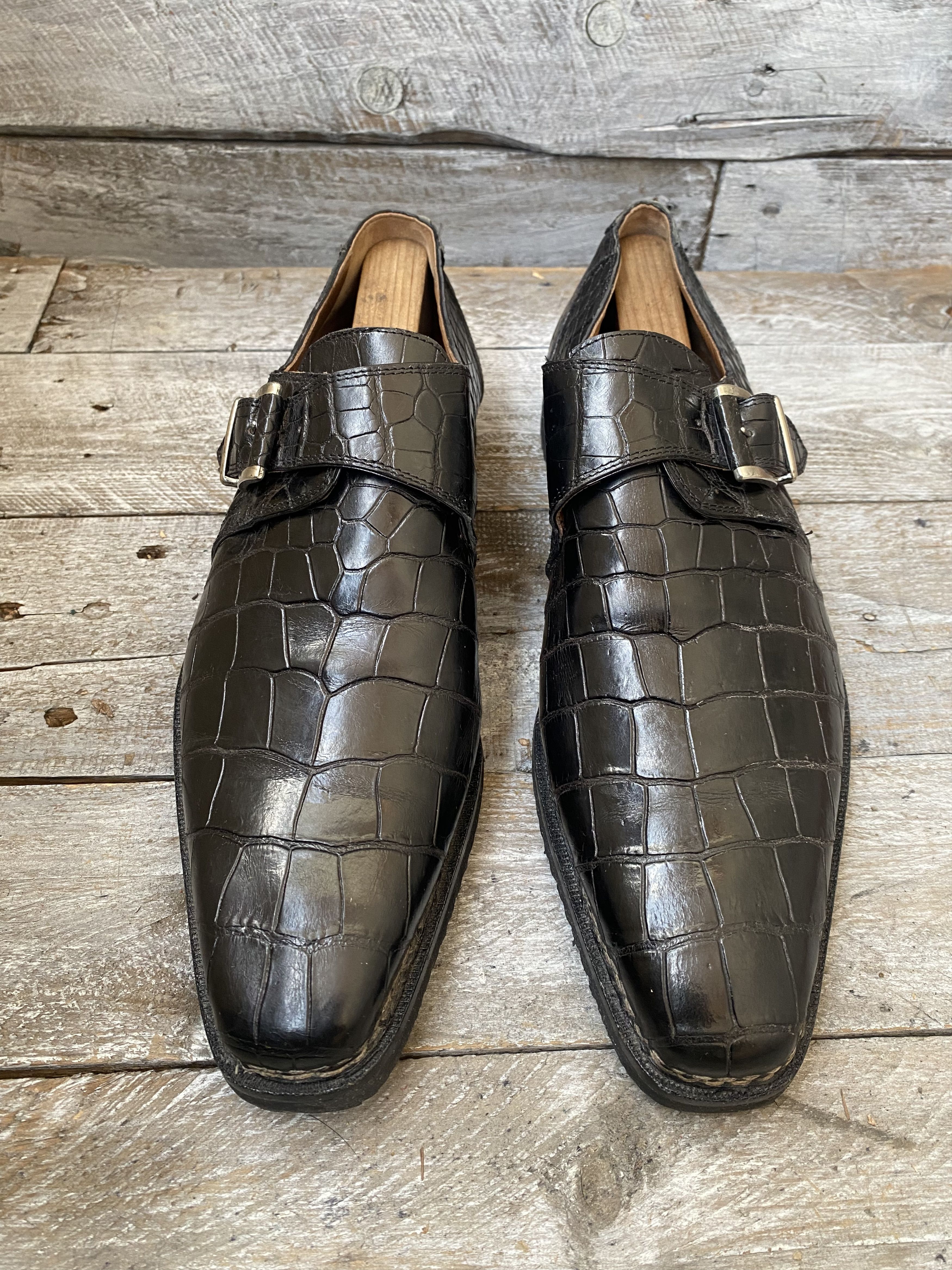 Mauri exotic alligator monkstrap dress shoes sz 10