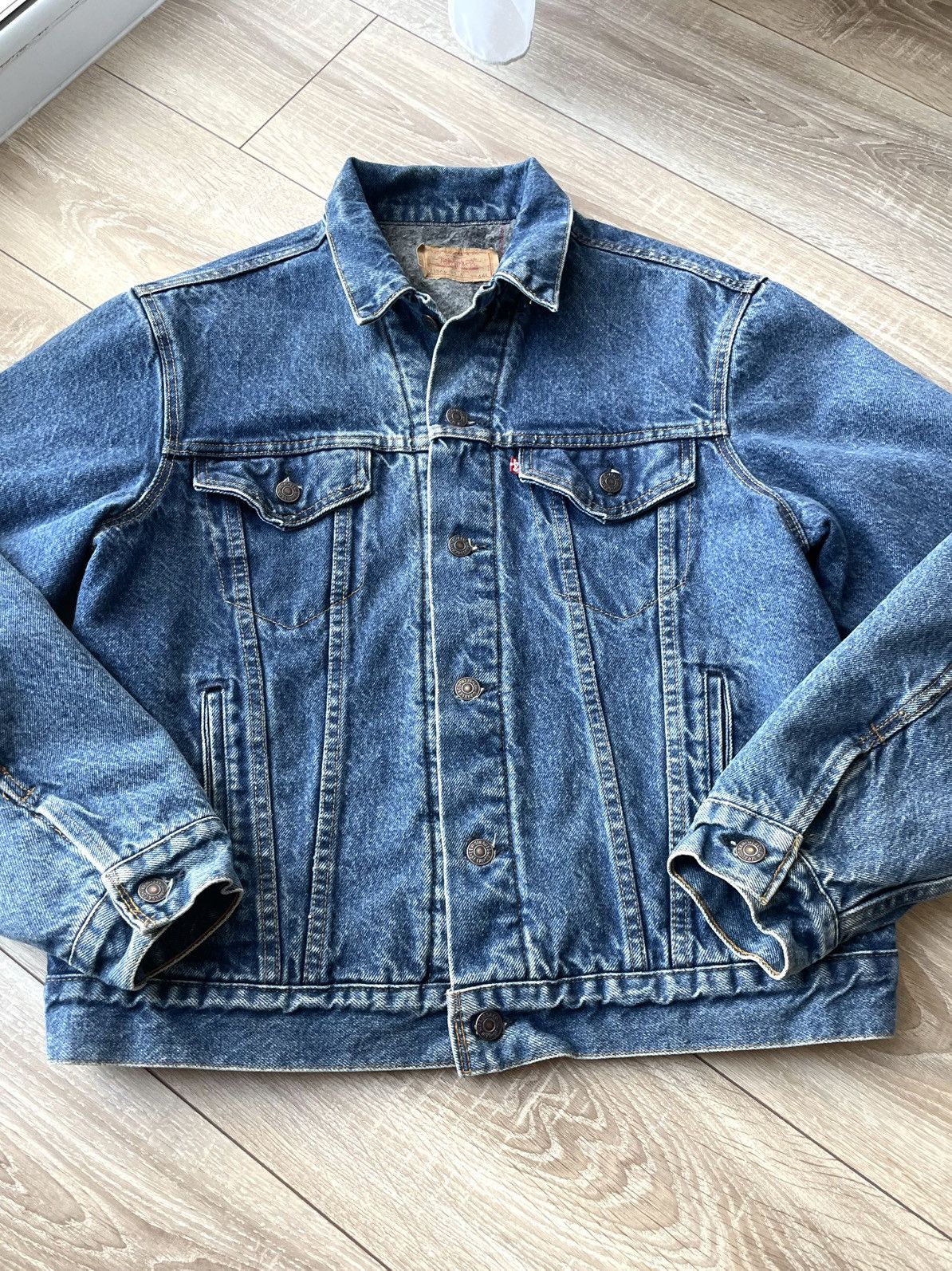 Levi's Vintage 90s Levis Made In USA Lined Denim Trucker Jacket 44L Size US M / EU 48-50 / 2 - 11 Thumbnail