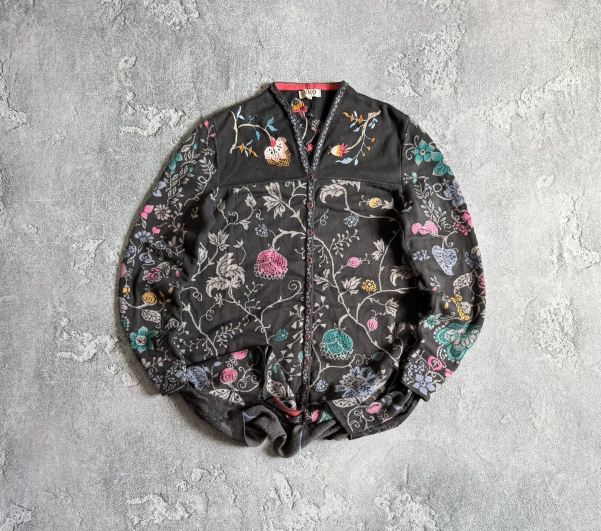 Dale Of Norway Ivko 40 all printed flowers 🌺 Cardigan sweater knit button Size S / US 4 / IT 40 - 1 Thumbnail