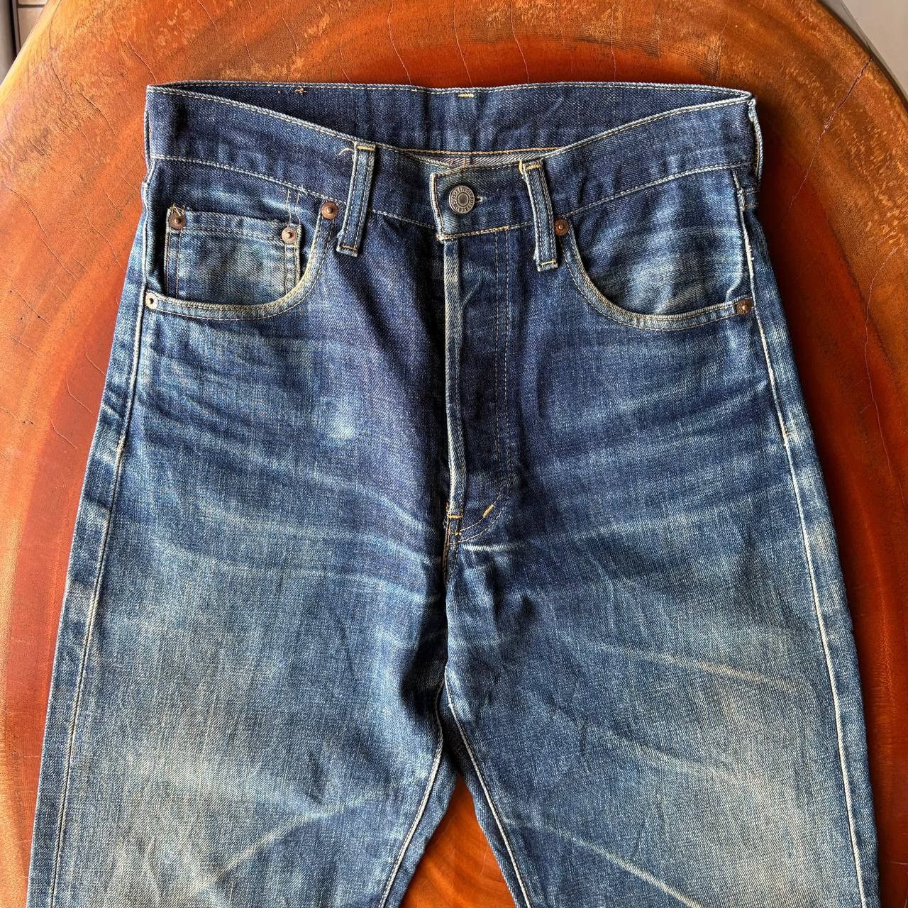 Levi's Vintage Clothing Levi’s 503B Big E Selvedge Distress Vintage Dark Blue Pants Size US 29 - 3 Thumbnail