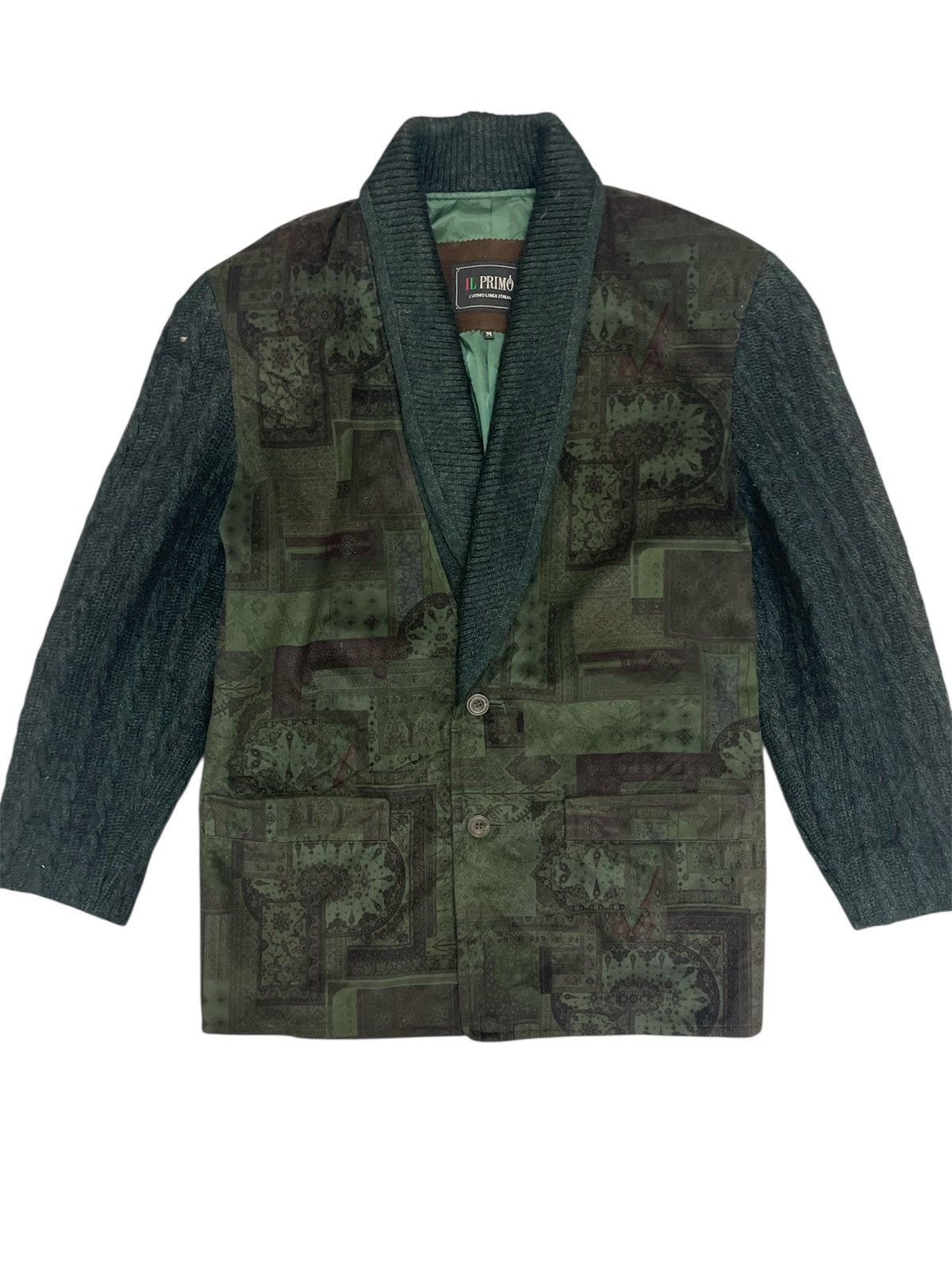 Vintage IL PRIMO Italy Printed Tapestry Jacket – Knit Sleeves Size US M / EU 48-50 / 2 - 1 Thumbnail