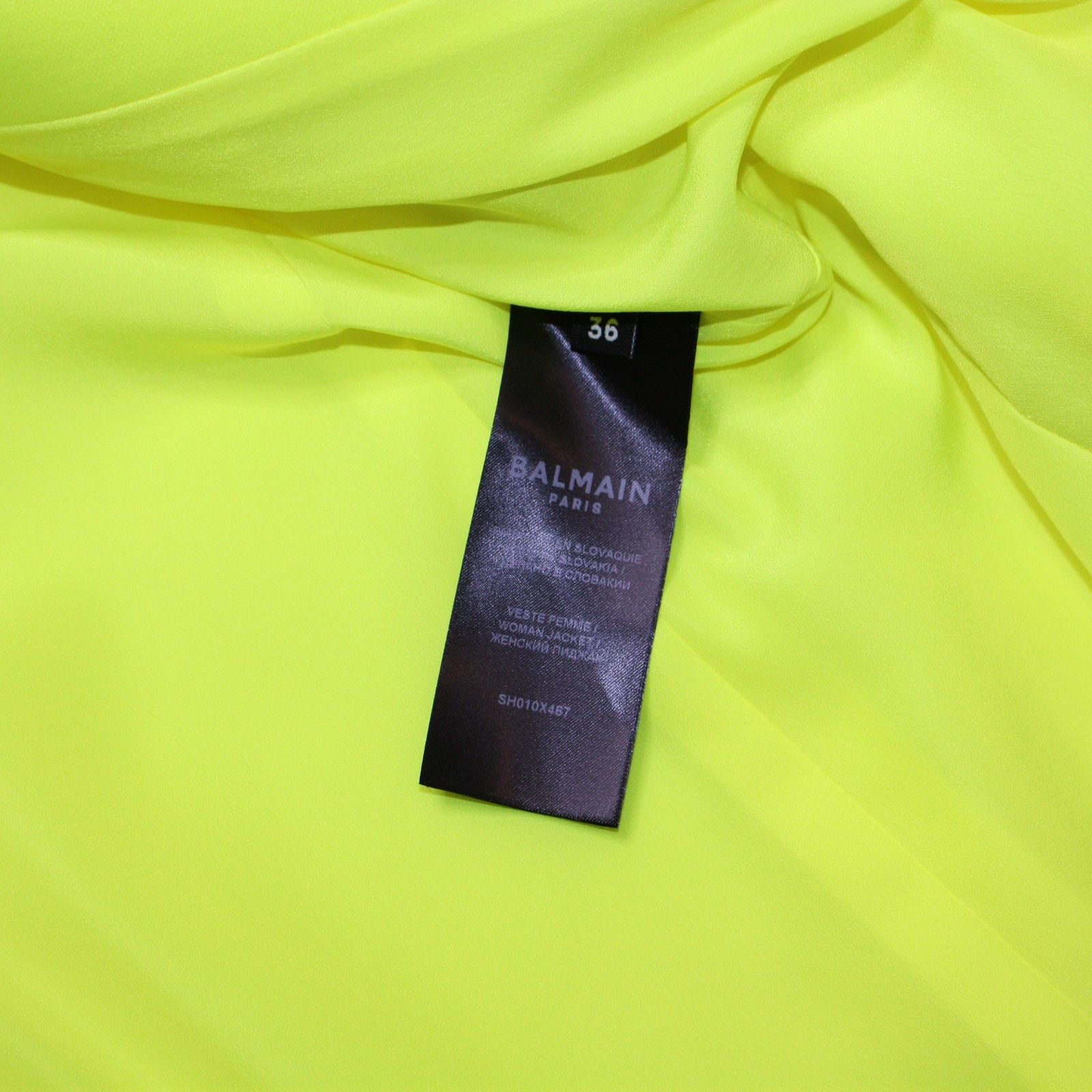 Balmain Double Breasted Boyfriend Blazer in Neon Yellow US 4 $1995 Size XS / US 0-2 / IT 36-38 - 5 Thumbnail