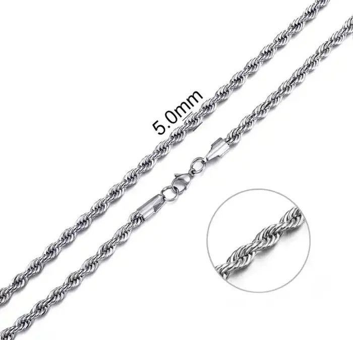 Jewelry Silver 5mm Rope Chain Necklace Size ONE SIZE - 2 Thumbnail