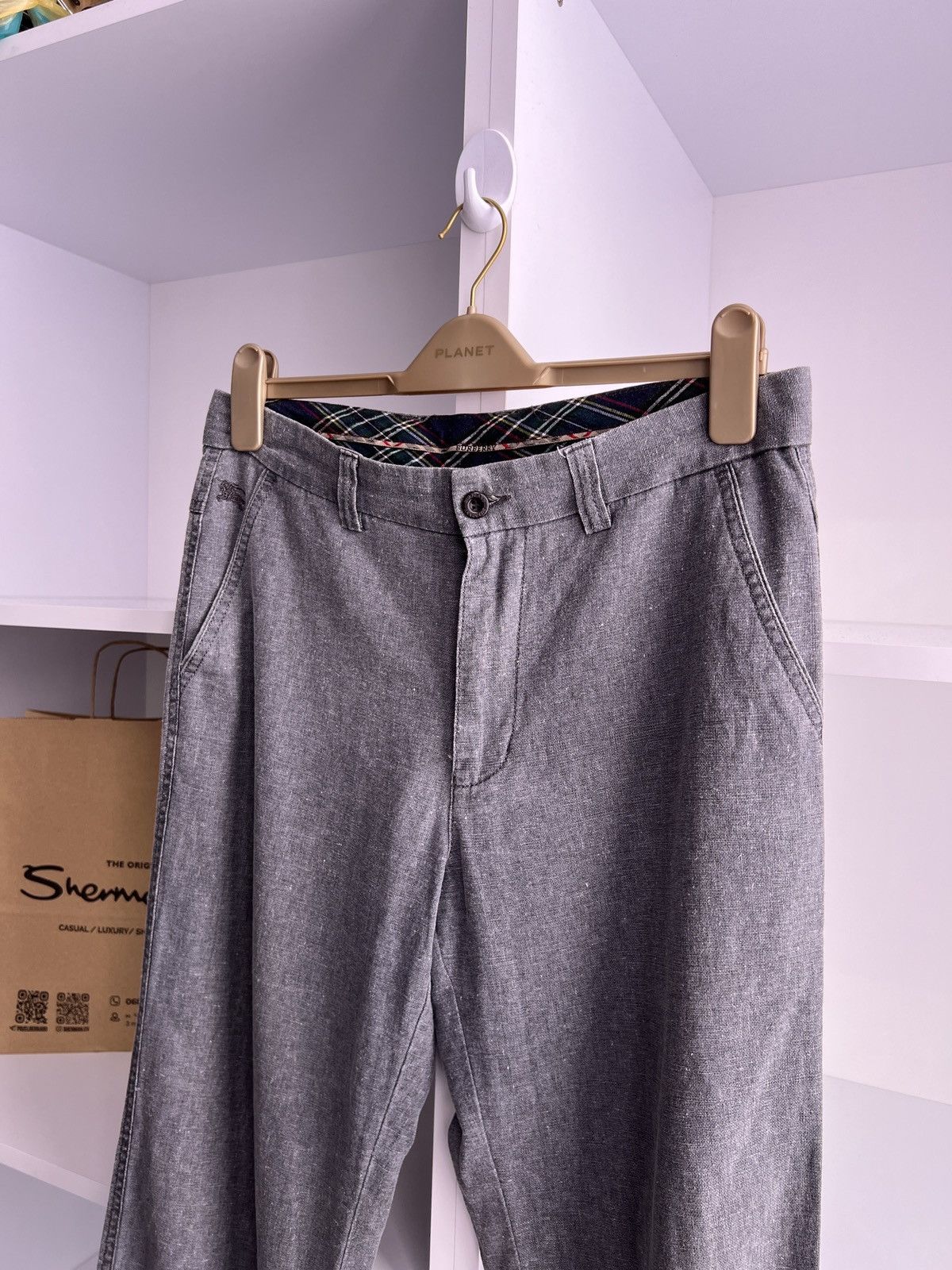 Burberry × Vintage Vintage Burberry Established 1856 gray cotton pants Size US 34 / EU 50 - 5 Thumbnail