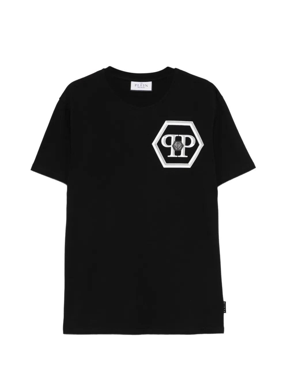 Philipp Plein Round Neck T-Shirt Lines Hexagon Size US M / EU 48-50 / 2 - 1 Thumbnail