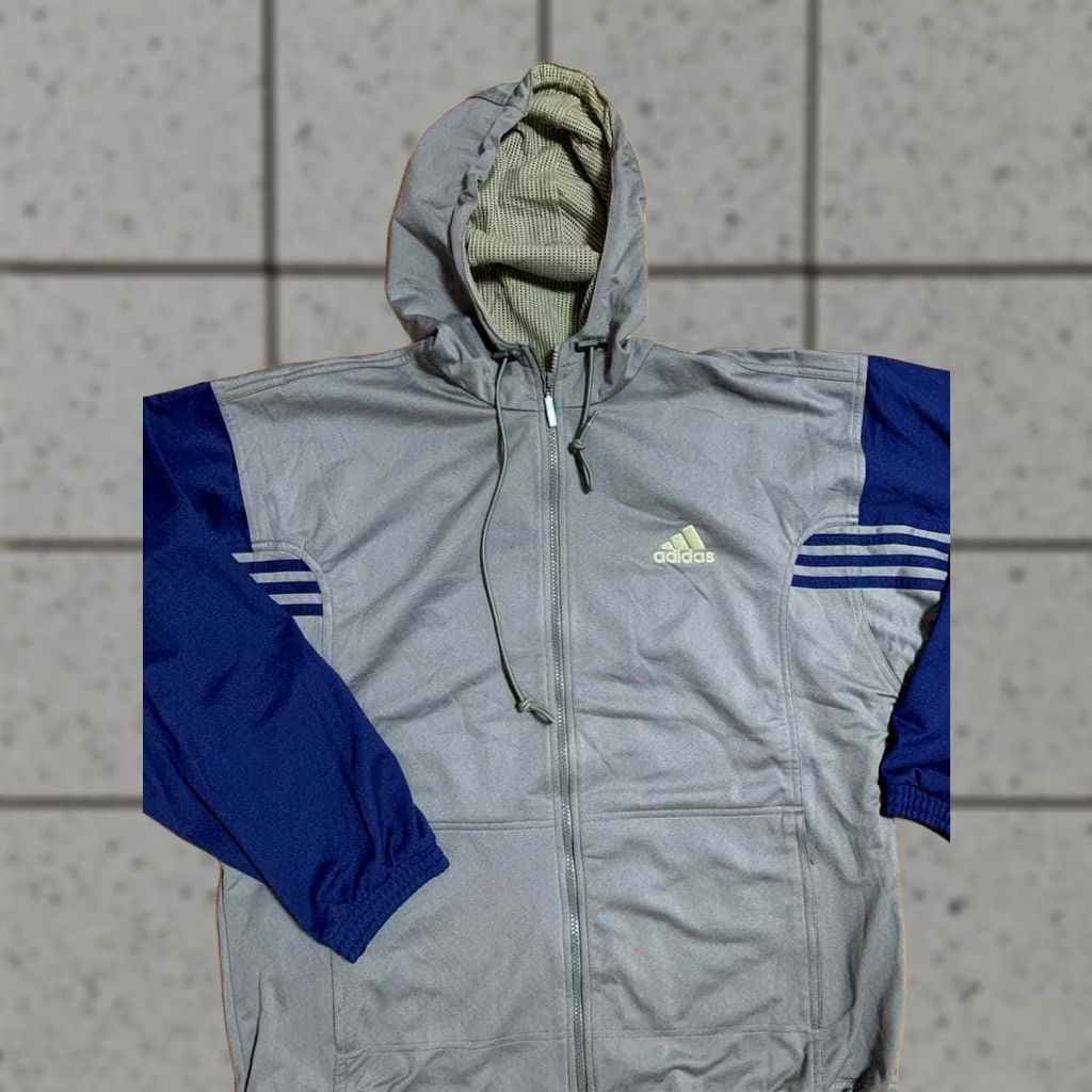 Adidas VINTAGE adidas Hooded Jacket Track Top Big Logo Men L Olive 100% Polyester Full Zip Jacket Tracks Mens Size US L / EU 52-54 / 3 - 1 Thumbnail