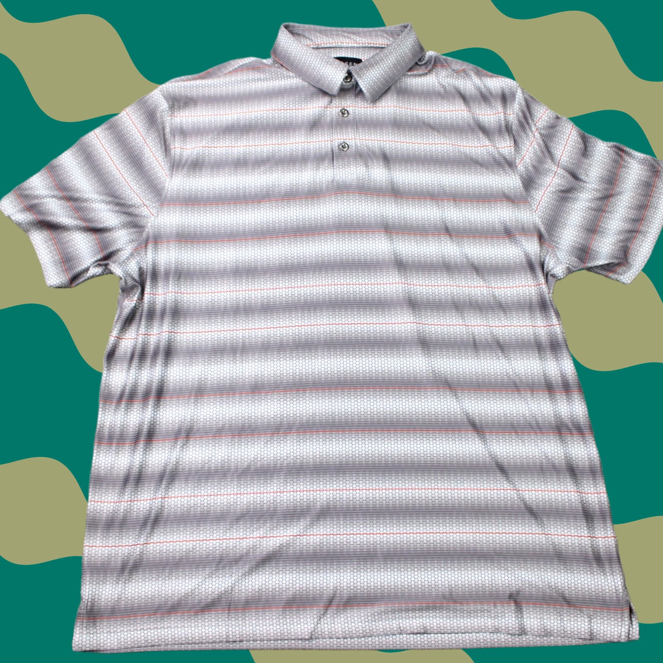 Vintage Chase 54 Polo Shirt Mens 2XL XXL Gray/Orange Geometric Golf Stretch Short Sleeve Polo Shirt Mens 2XL Size US XXL / EU 58 / 5 - 1 Thumbnail