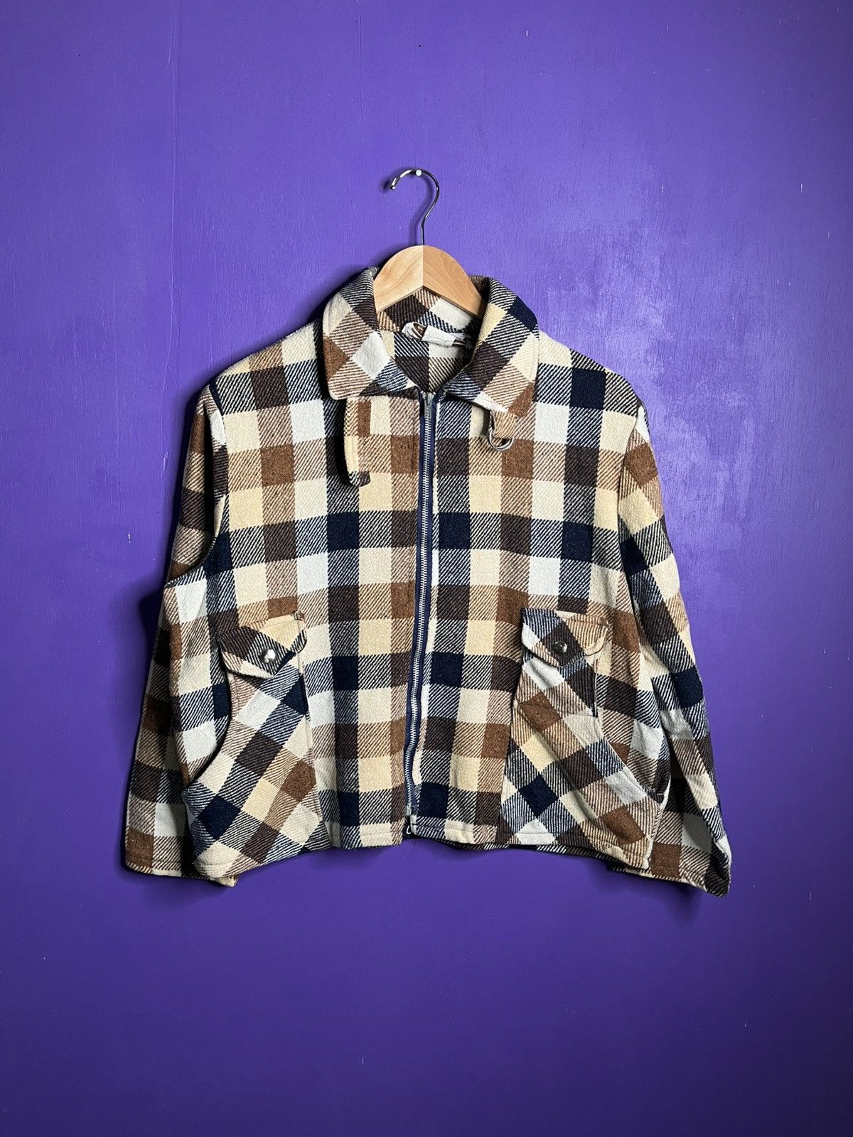 Vintage Vintage 60s unique flannel 2 pocket zip up jacket Size US M / EU 48-50 / 2 - 1 Thumbnail