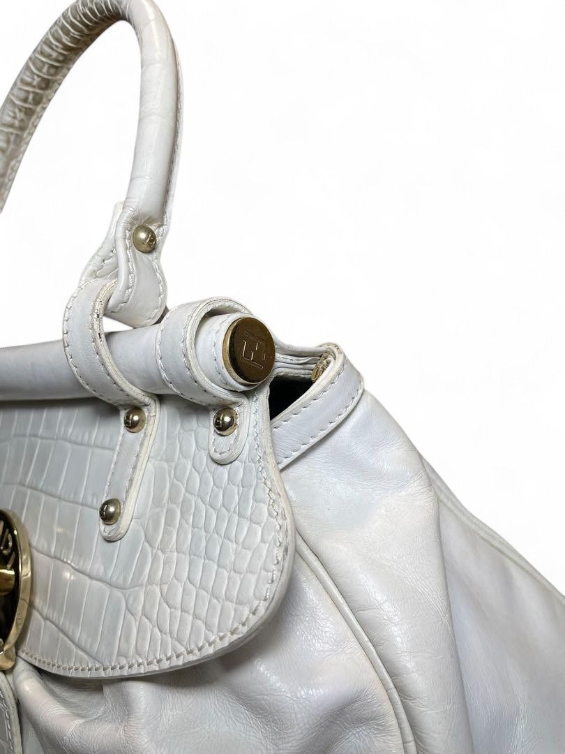 Fendi Fendi - Selleria White Leather Handbag Shoulder Bag Charm Size ONE SIZE - 7 Thumbnail