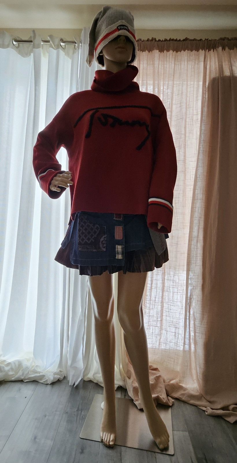 Designer × Tommy Hilfiger TOMMY HILFIGER Burgundy Relaxed Turtleneck Sweater Size XS / US 0-2 / IT 36-38 - 9 Thumbnail