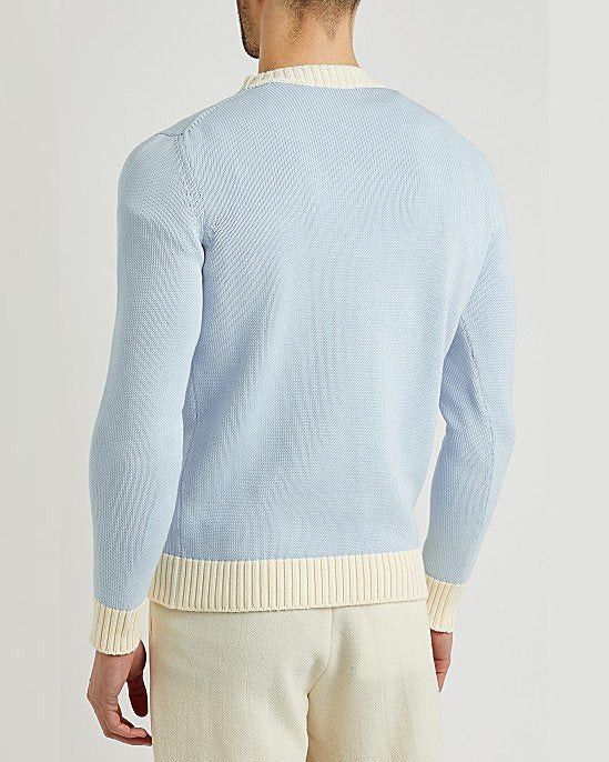 Casablanca Blue & Off-White Knit Logo Sweater Size US M / EU 48-50 / 2 - 4 Thumbnail