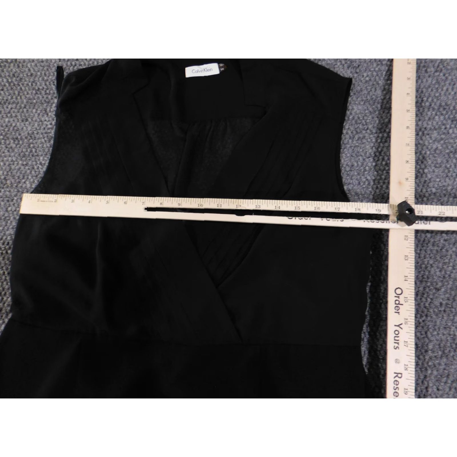 Calvin Klein Calvin Klein Dress Womens 14 Black Sleeveless Sheath V-Neck Career Office Chic Dress Size XL / US 12-14 / IT 48-50 - 4 Thumbnail