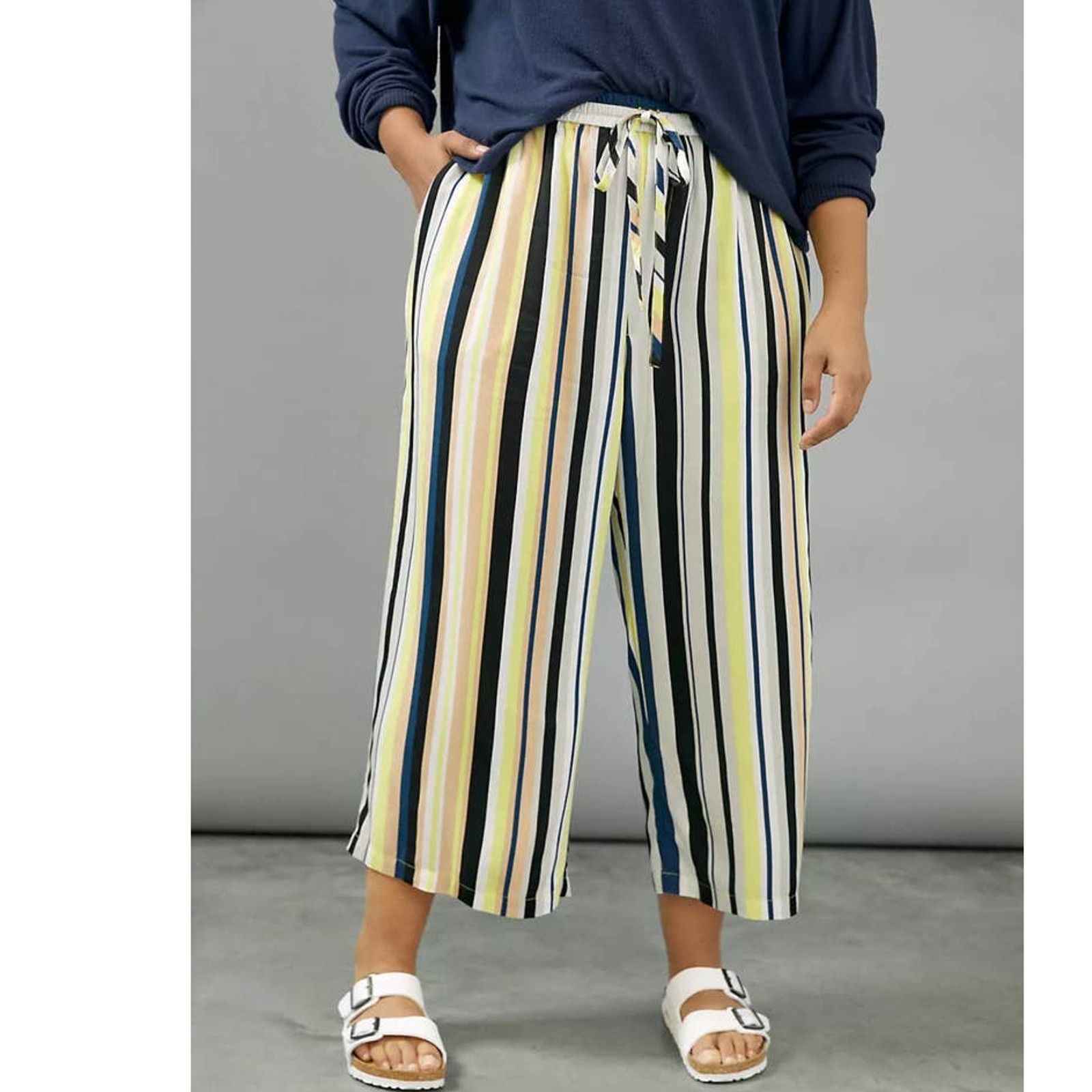 Anthropologie New Peter Som Theodora Wide-Leg Pants $158 PLUS 1X Striped Size 40" / US 18 - 3 Thumbnail