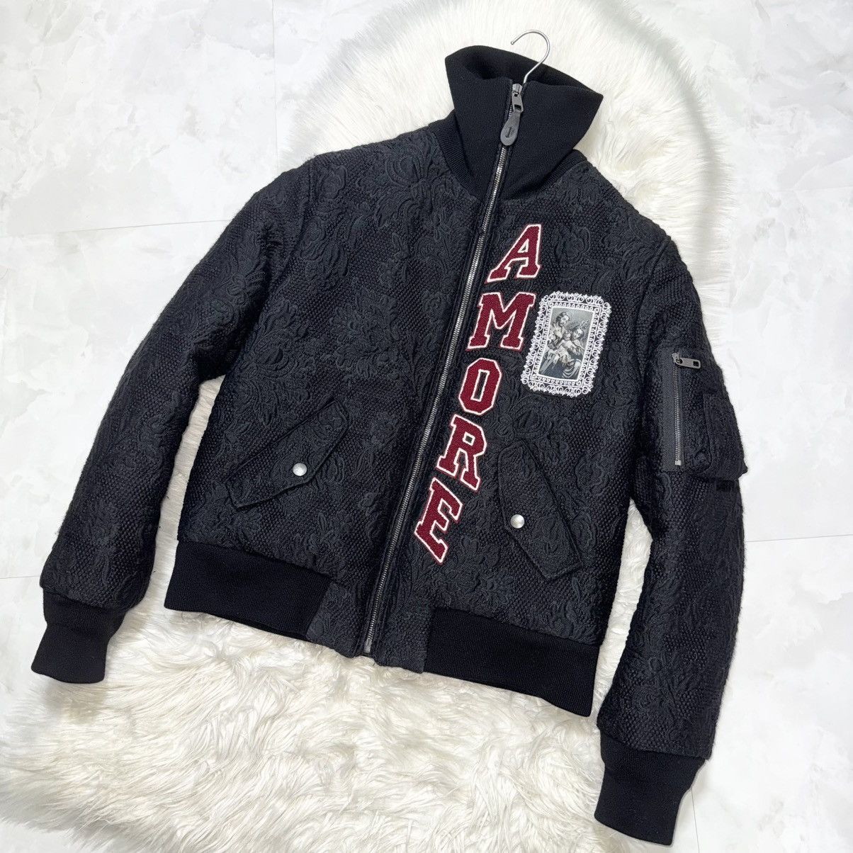 Dolce & Gabbana Dolce & Gabbana AMORE Mirror Floral Jacquard Bomber Jacket Size US M / EU 48-50 / 2 - 9 Thumbnail