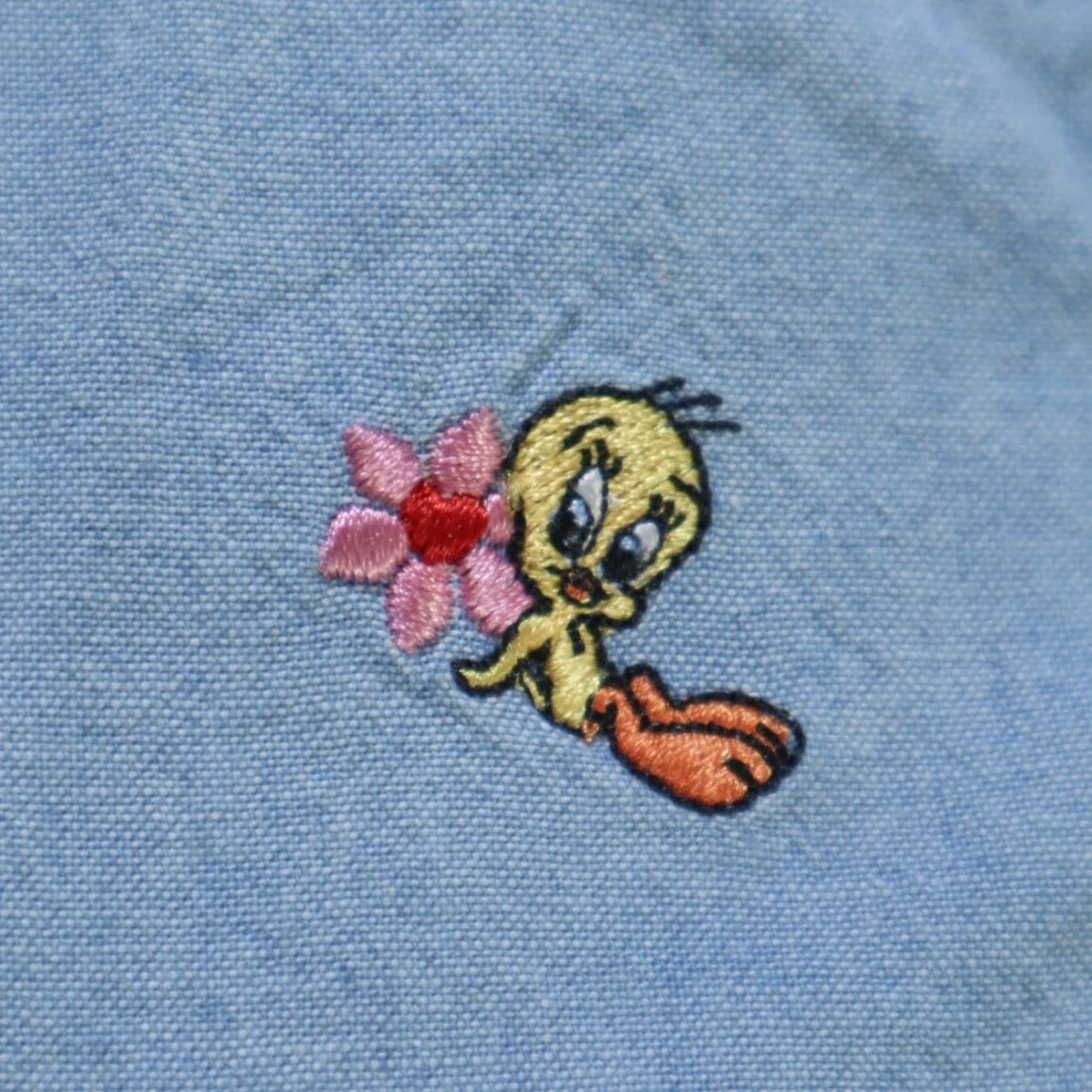 Vintage VTG Warner Bros Tweety Bird Embroidered Solid Long Sleeve Basic Blue Women's L Size L / US 10 / IT 46 - 7 Thumbnail