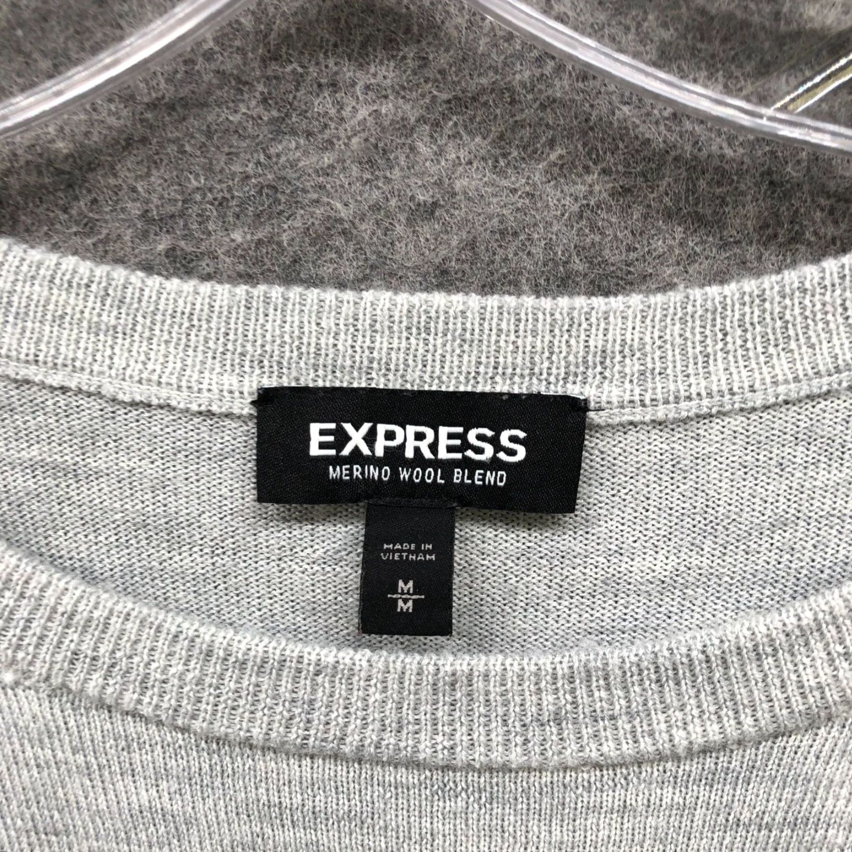 Express Express Merino Wool Blend Sweater Mens M Light Gray Crewneck Stretch Size US M / EU 48-50 / 2 - 3 Thumbnail