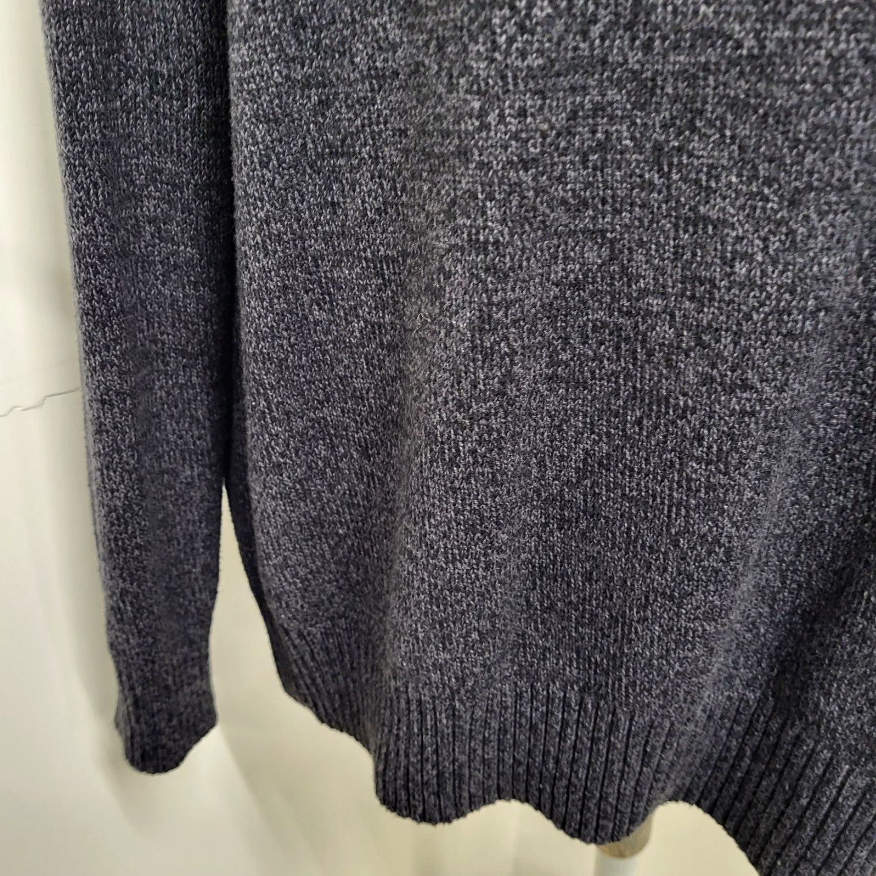Vintage URBAN PIPELINE Men Large Heathered Black Gray Mock Neck Sweater Button Zip EUC Size US L / EU 52-54 / 3 - 4 Thumbnail