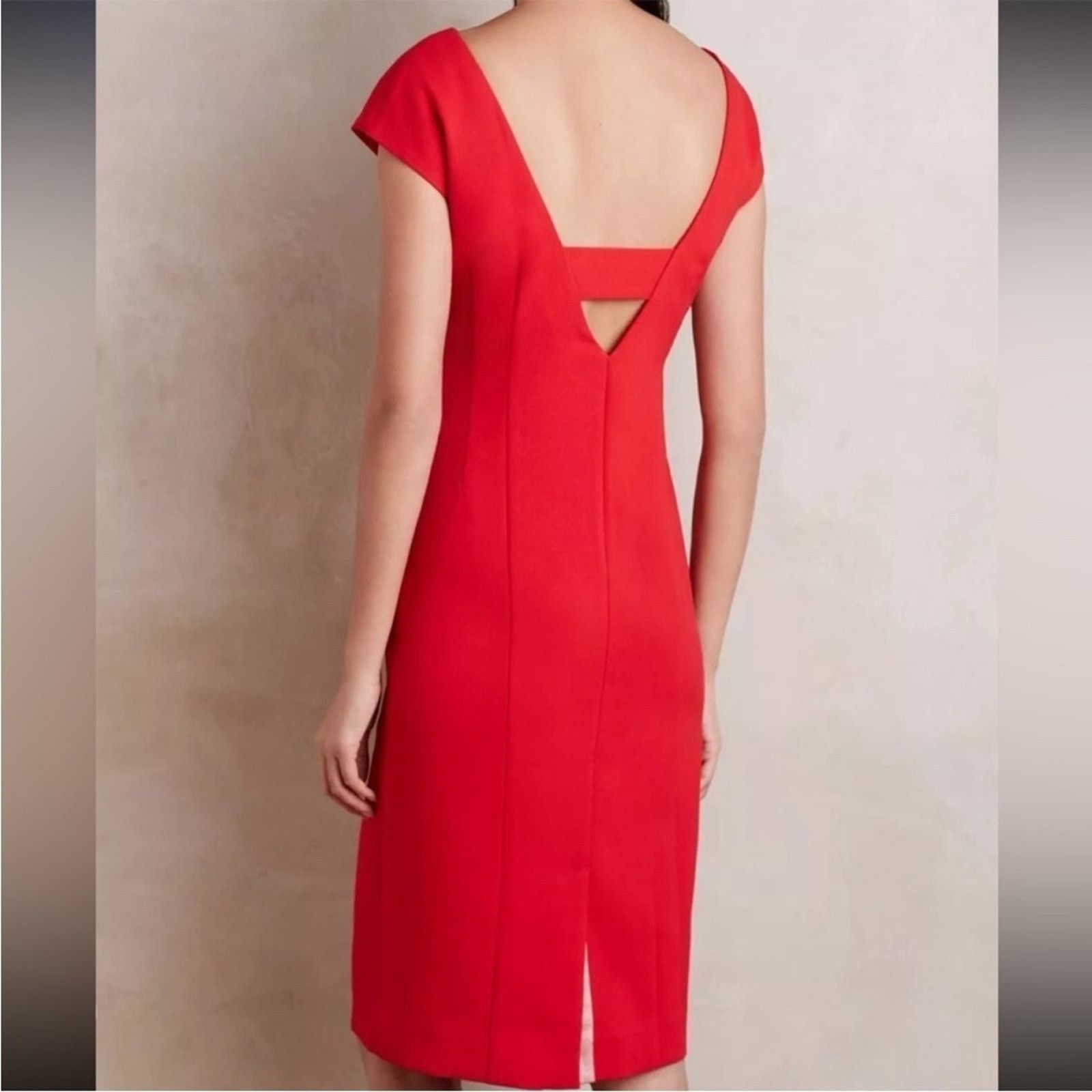 Anthropologie Anthropologie Maeve Evangeline Red Cap Sleeve Sheath Dress Size XS / US 0-2 / IT 36-38 - 2 Thumbnail