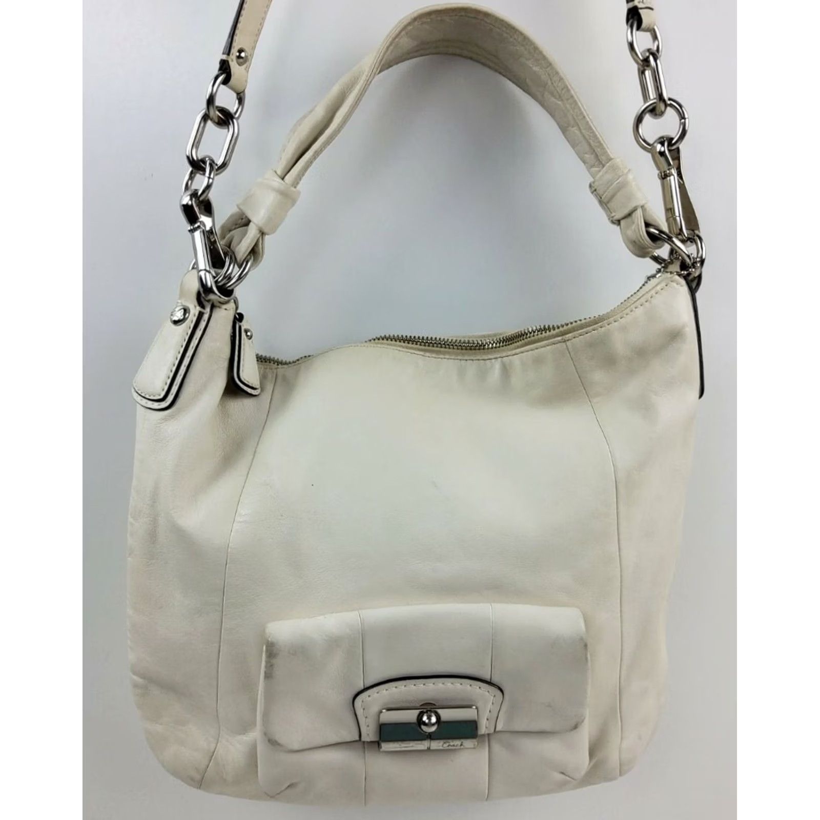 Coach COACH Kristin Leather Convertible Shoulder Hobo Bag Purse 14783 White Handbag Womens Medium Bag Size ONE SIZE - 2 Thumbnail