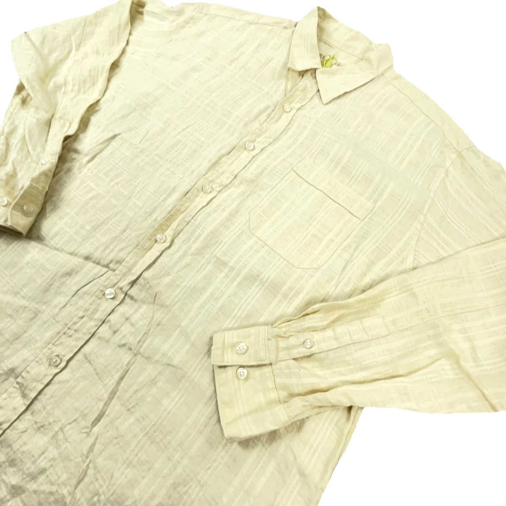 Tommy Bahama Tommy Bahama Linen Shirt Men XL Yellow Button Up Dress Casual Flat Pocket Adult Size US XL / EU 56 / 4 - 5 Thumbnail