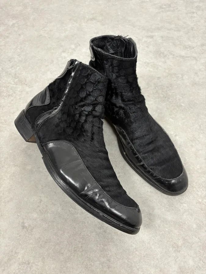 Emporio Armani 2000s Emporio Armani Pony Hair Black Leather Boots Size US 11 / EU 44 - 5 Thumbnail