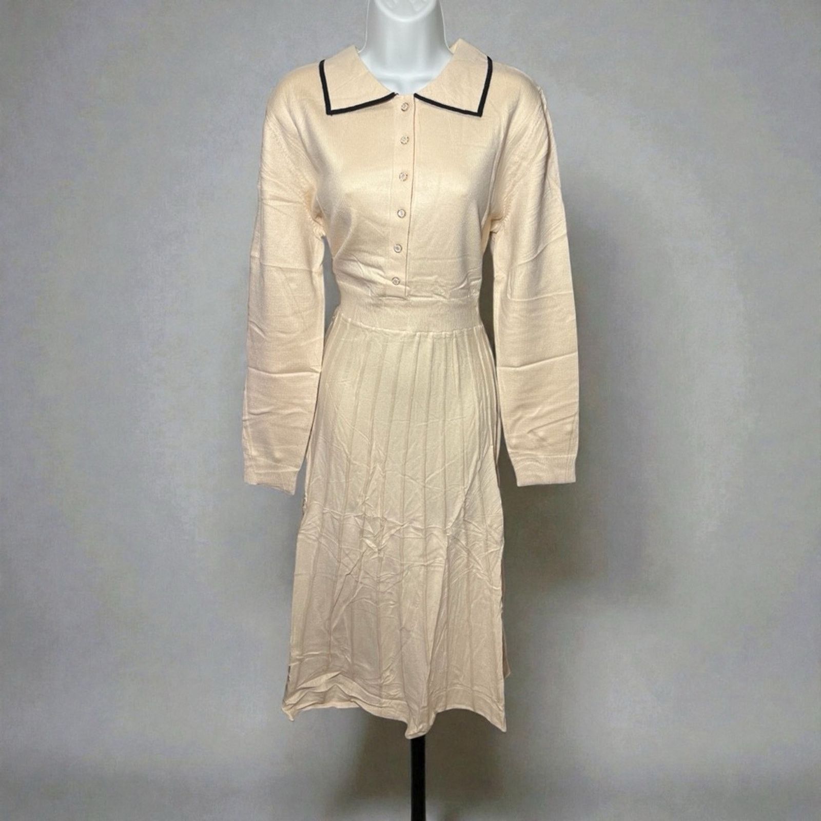 & Other Stories MIROL Women’s Pleated Contrast Sweater Dress –XL Size XL / US 12-14 / IT 48-50 - 2 Thumbnail