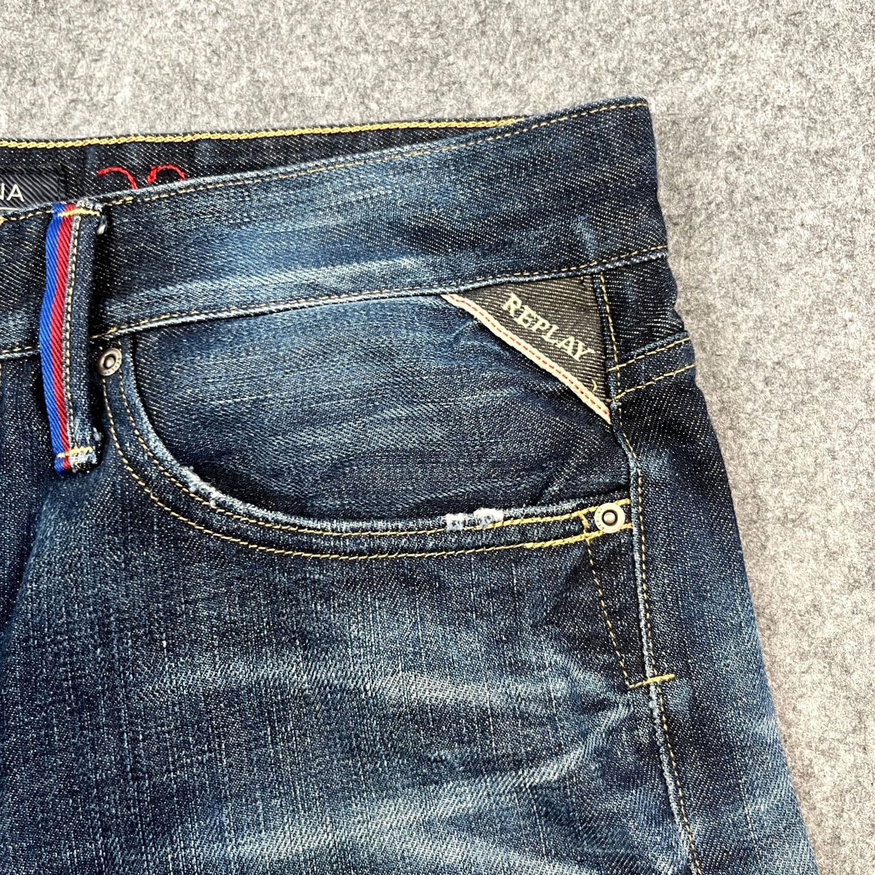 Replay Replay Jeans Mens 32 30 Straight Dark Wash Blue Whiskering FC Barcelona Collab Size US 32 / EU 48 - 7 Thumbnail