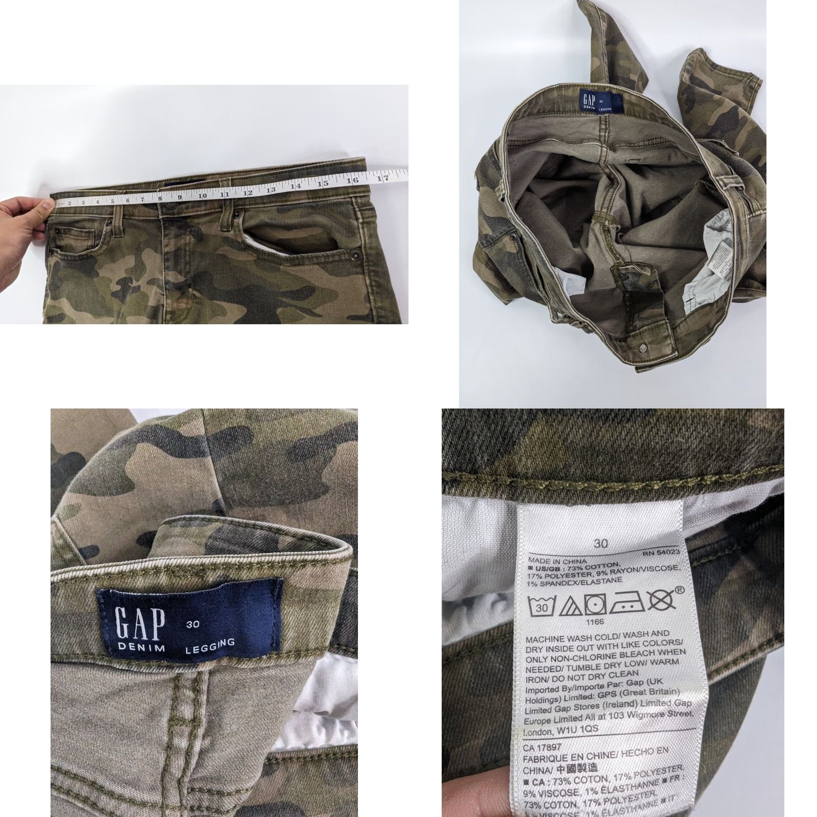 Gap VINTAGE Gap Denim Green Camo Legging Ankle Skinny 5 Pocket Stretch Pants Women's Size 30 Size 30" / US 8 / IT 44 - 8 Thumbnail
