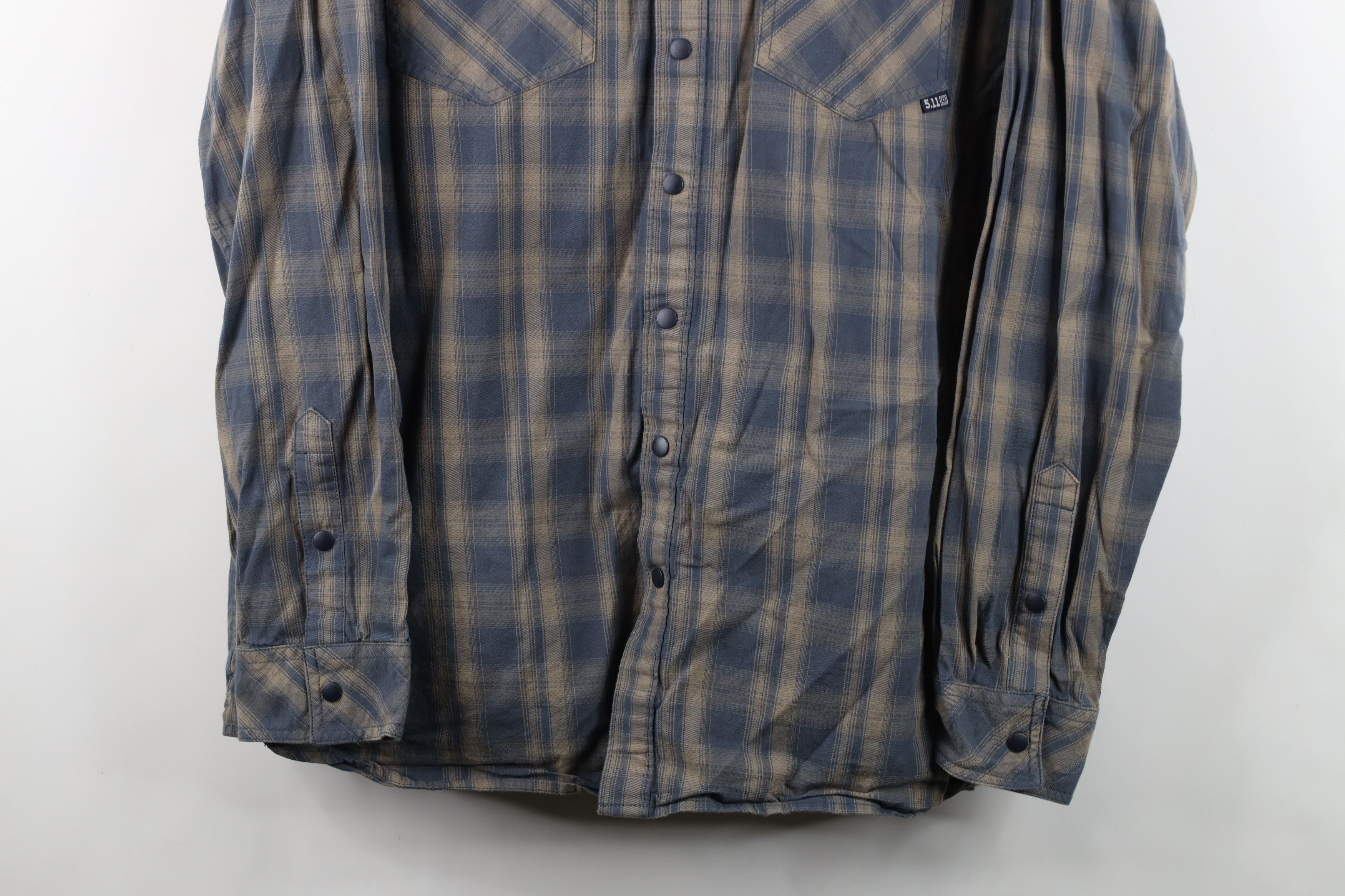 Vintage 5.11 Tactical Series Flannel Snap Button Shirt Plaid Gray Size US L / EU 52-54 / 3 - 3 Thumbnail