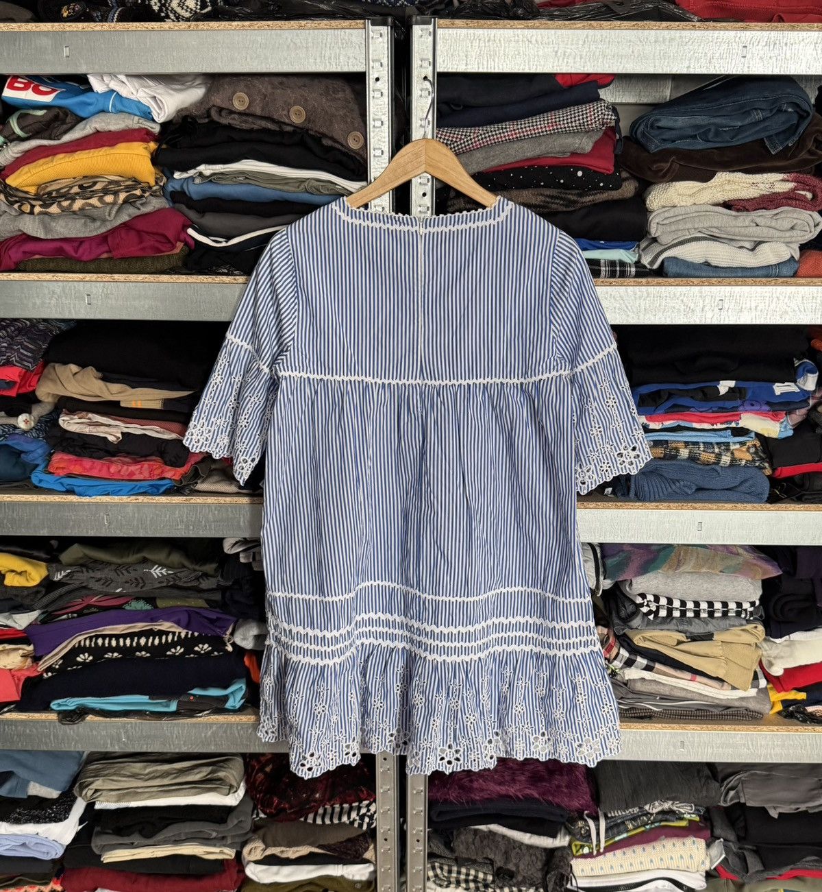 Ermanno Scervino Ermanno Scervino S/size striped dress 👗 blue short sleeve Size S / US 4 / IT 40 - 16 Thumbnail