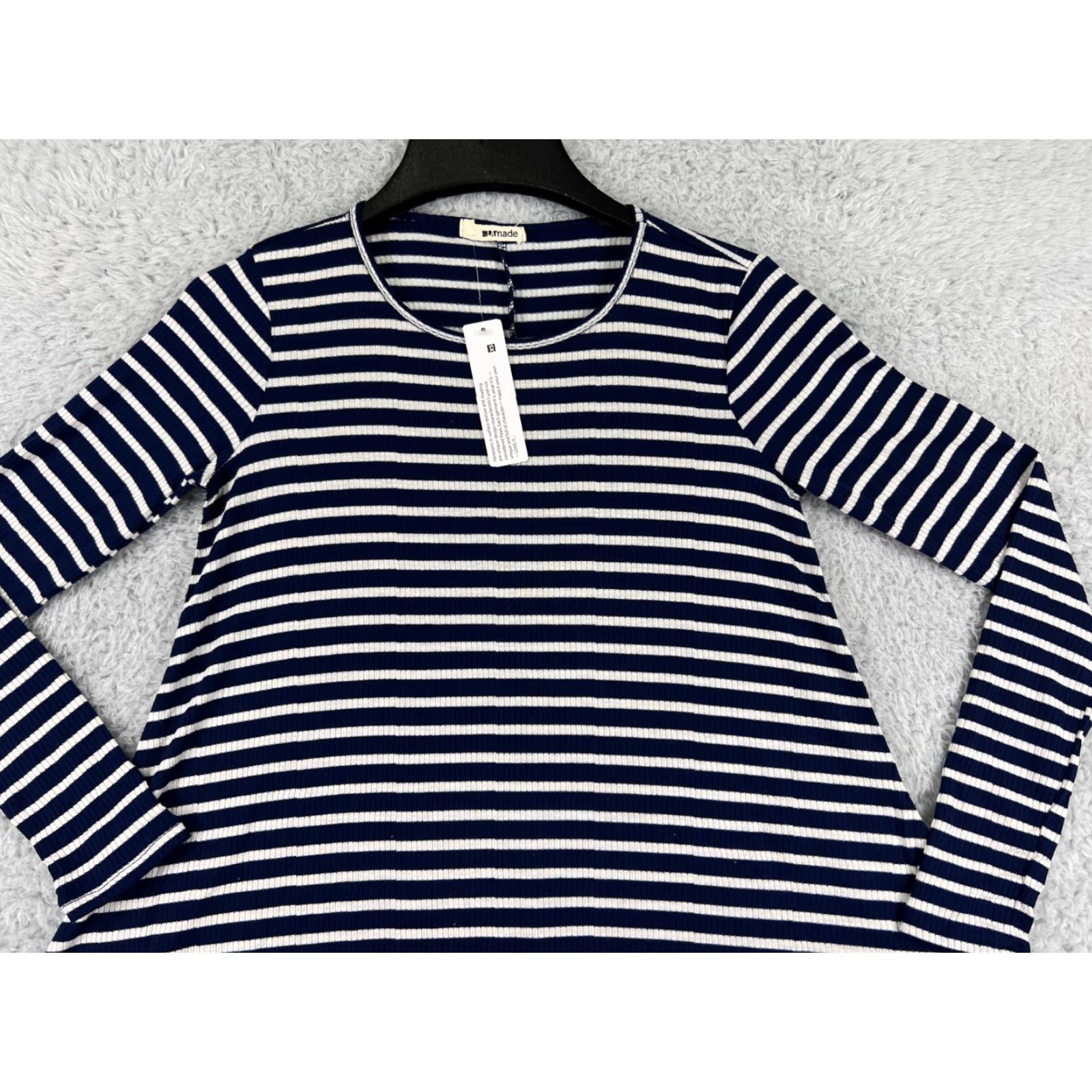 Vintage La Made Dress Womens XS Blue White Mini Long Sleeve Striped Rayon Blend Dress Size XS / US 0-2 / IT 36-38 - 4 Thumbnail