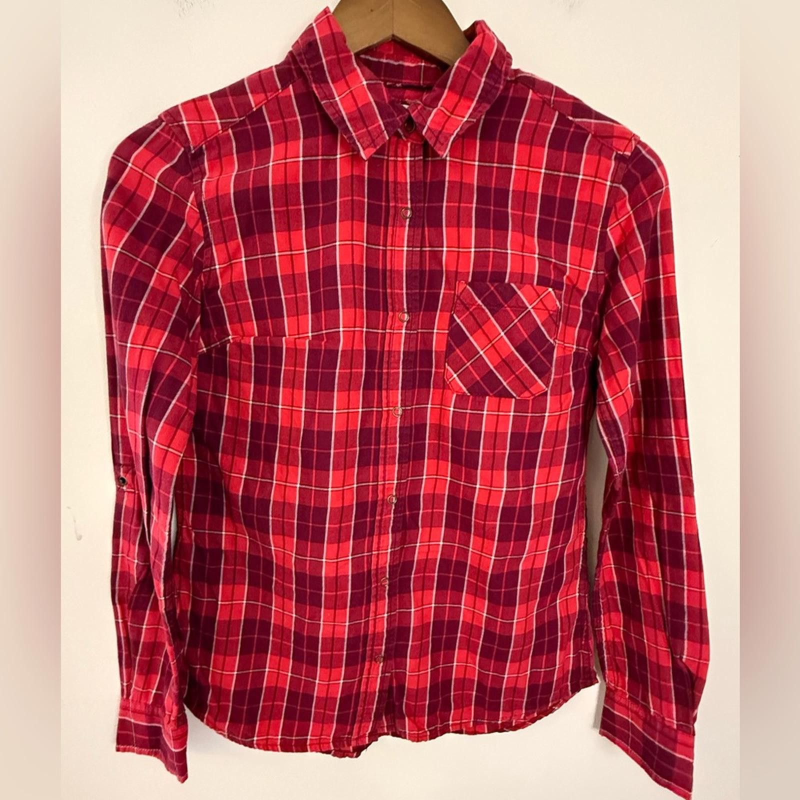 Other Arizona Jeans western plaid shirt red burgundy SZ SM Size S / US 4 / IT 40 - 1 Thumbnail