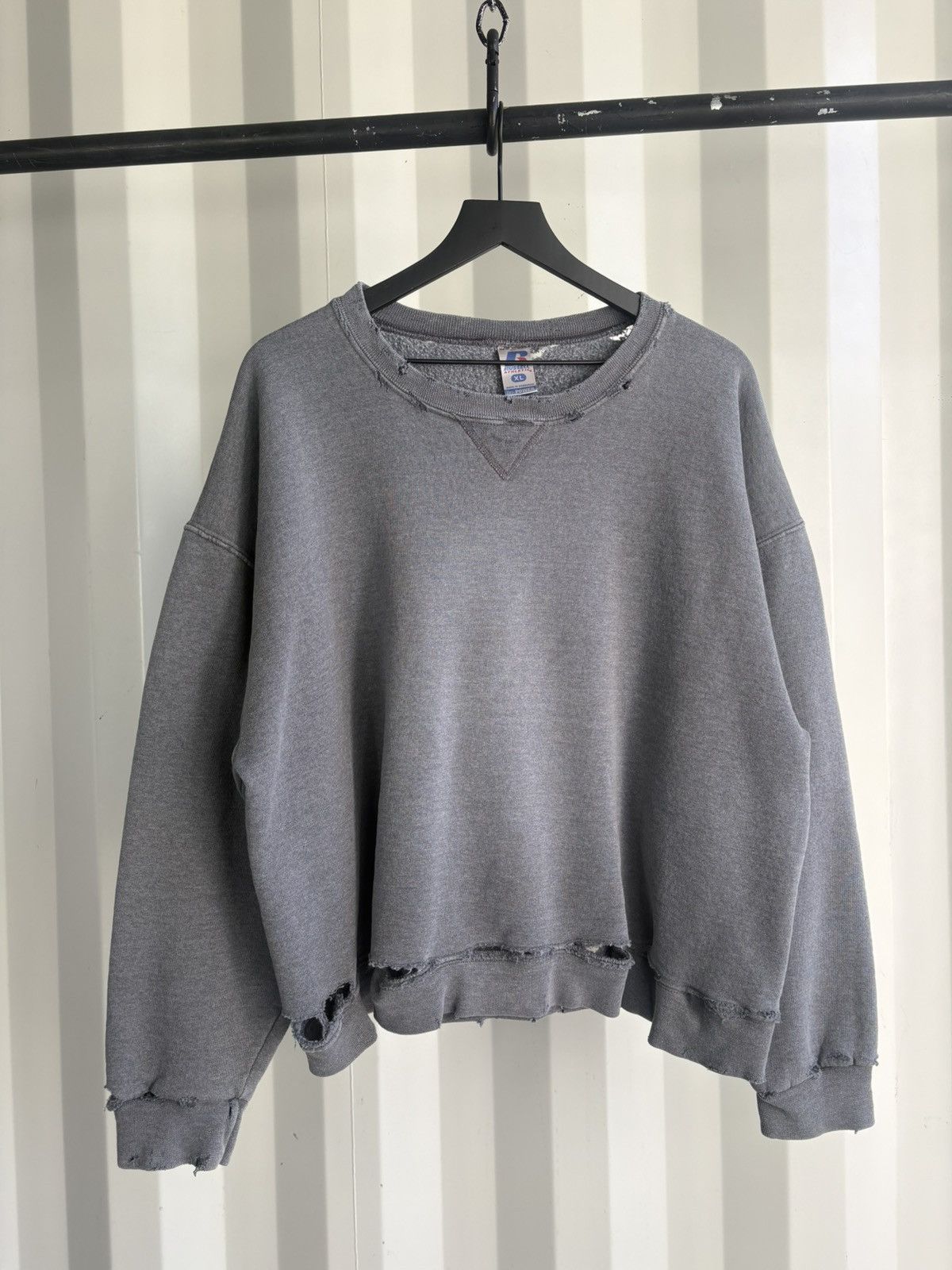Thrashed Boxy Distressed Faded Sweater Grunge Band