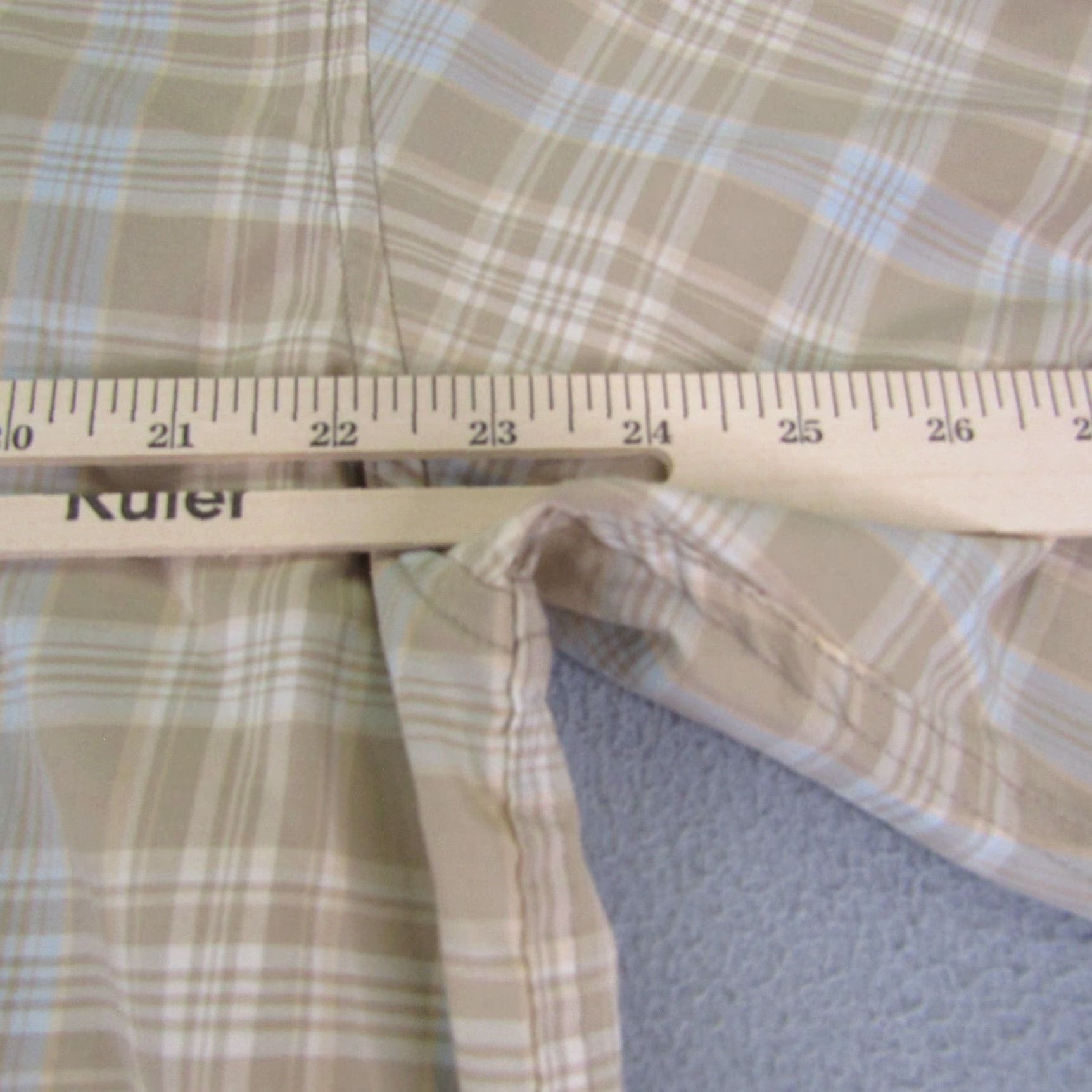 Anchor Blue Anchor Blue Shirt Mens XL Beige Plaid Button-Up Casual Grunge Classic 90s Style Pocket Collared Cotton Polyester Workwear Short Sleeve Mens Size US XL / EU 56 / 4 - 7 Thumbnail