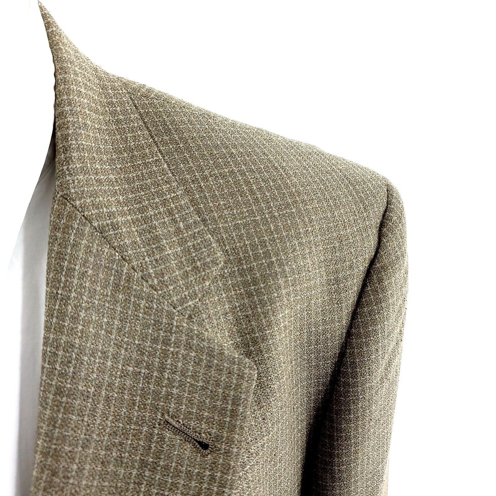 Hart Schaffner Marx Hart Schaffner Marx Wool 2 Button Sport Coat Tan Green Check Size 42R - 2 Thumbnail