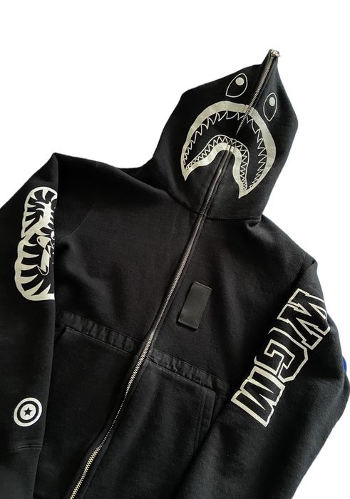 Bape military shark full zip best sale hoodie black