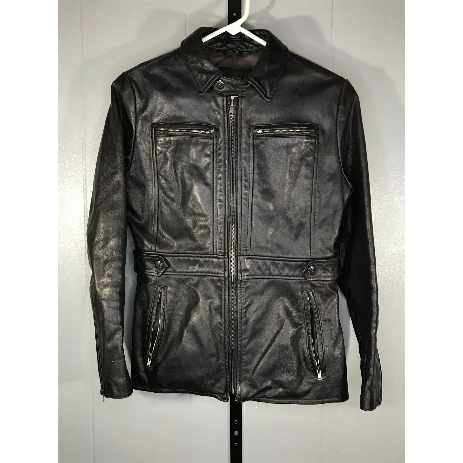 Banana Republic Vintage Banana Republic Leather Jacket Y2K Safari moto Women Size XS / US 0-2 / IT 36-38 - 1 Thumbnail