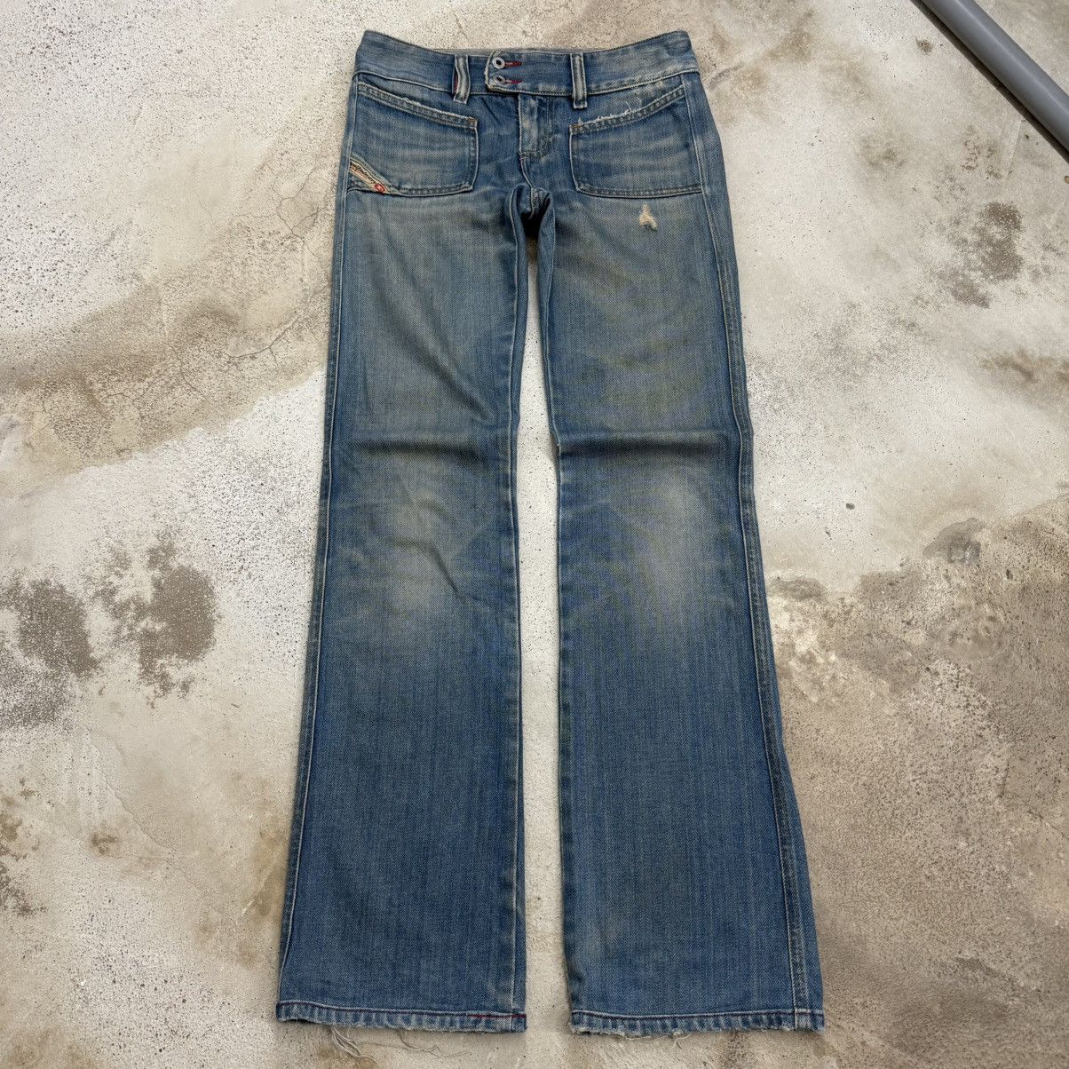 Diesel Diesel Industry Distressed Flare Bell Bottom Denim Pants Size 24" / US 00 / IT 34 - 3 Thumbnail