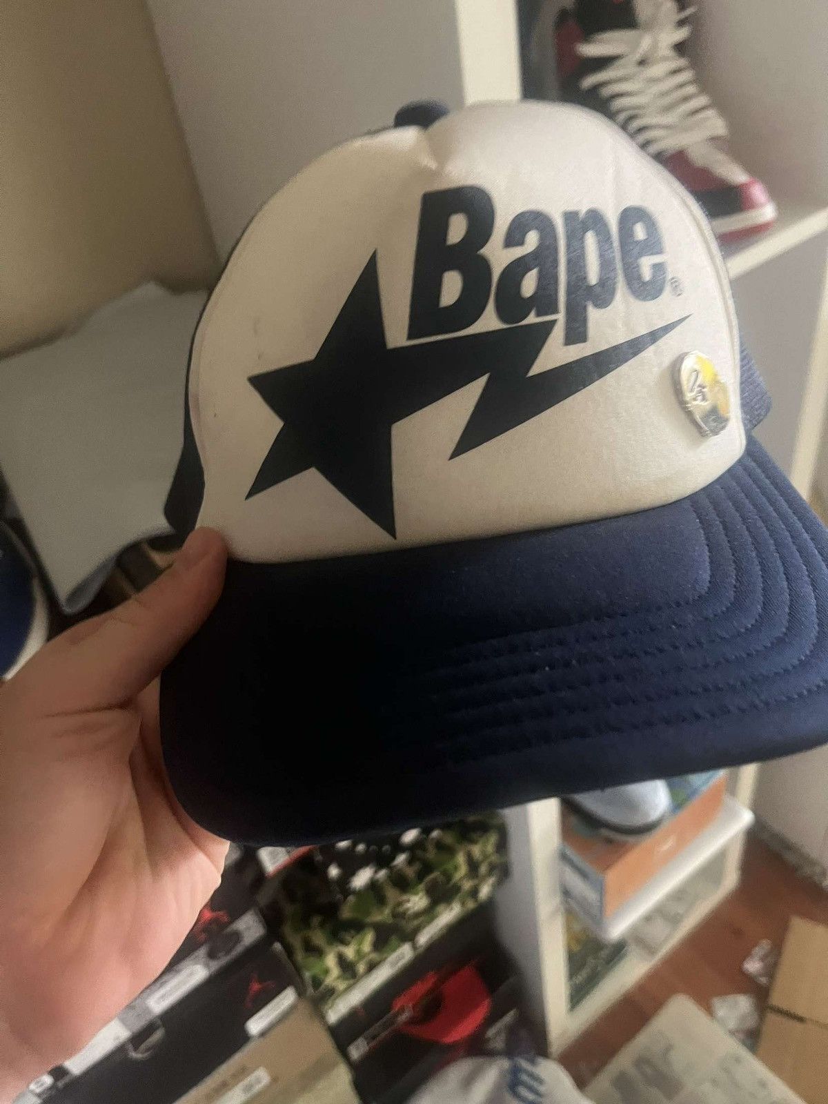image of Bape Sta Mesh Cap in Navy, Men's