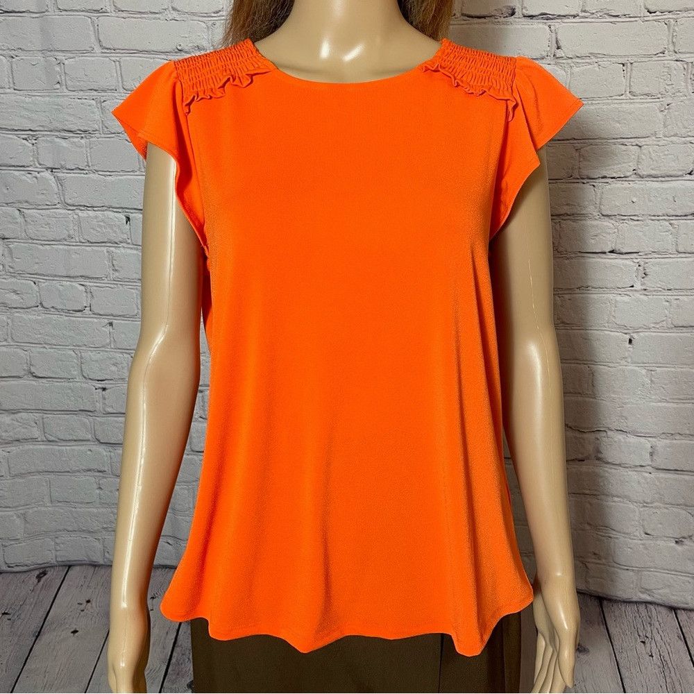Adrianna Papell NWT New $69 Adrianna Papell Smocked Shoulder Flutter Sleeve Size L / US 10 / IT 46 - 5 Thumbnail
