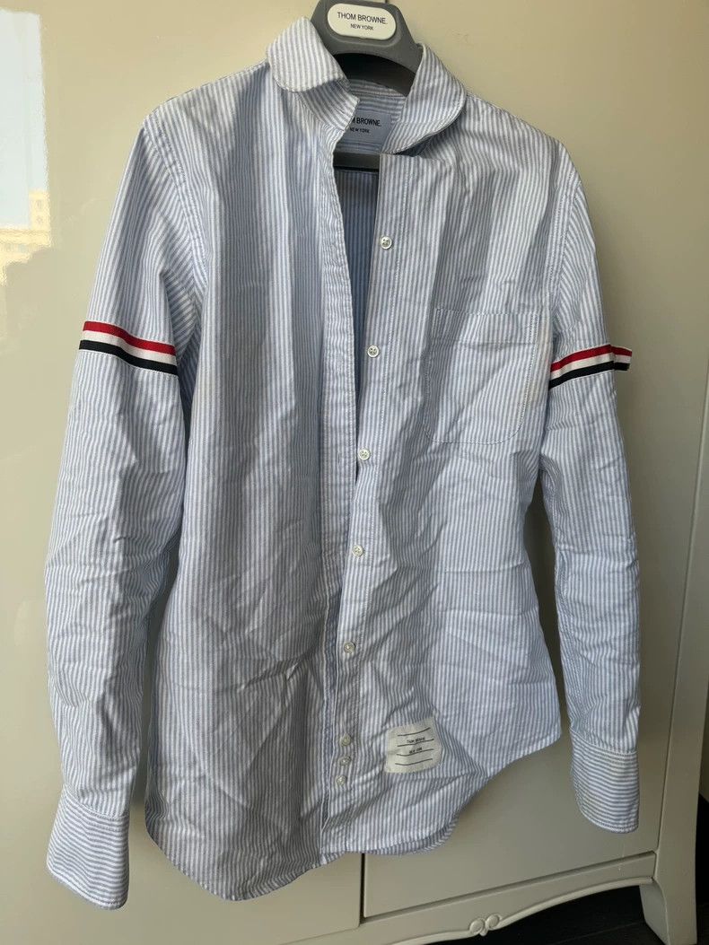 Thom Browne Thom Browne Blue striped shirt Size US XXS / EU 40 - 1 Thumbnail