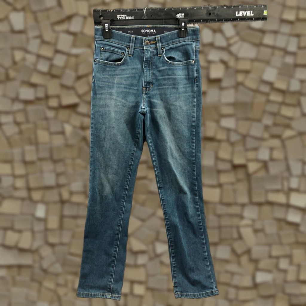 Vintage Sonoma Jeans Slim Straight 29x30 Mens Mid Wash Blue Stretch Denim 5-Pocket Slim Fit Medium Wash Sonoma Goods for Life Brand Mens Size US 29 - 1 Thumbnail